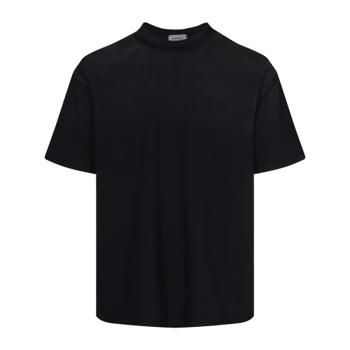 Askyurself Faded Wash Distressed T-Shirt Unisex Pure Black