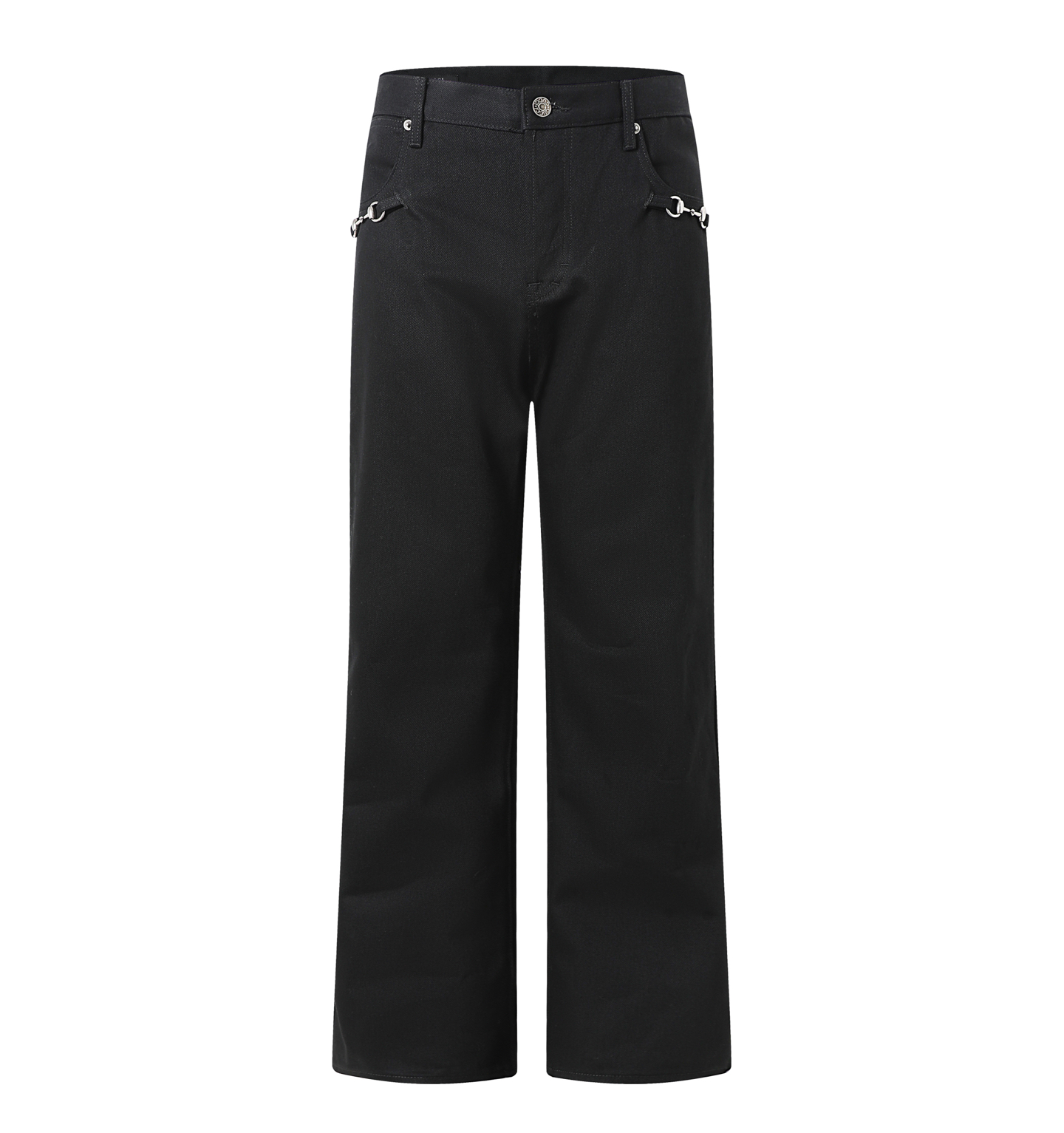 NO:860832,GUCCI 26SS horsebit denim jeans 30-36 are made of long-staple cotton denim twill, which is a heavyweight crisp black cow fabric. The fabric surface is dense and delicate, with a high-grade matte black texture. It is not easy to collapse and deform, and has excellent drape.  The iconic retro distressed silver-toned horsebit with metal decoration is GUCCI's century-old classic equestrian totem. The placket and waist buttons are custom-made ancient silver metal buckles engraved with GUCCI's exclusive logo, and the back waist is equipped with a genuine leather tag with embossed branding.  The classic micro-wide straight-leg micro-flared silhouette, three-dimensional tailoring, precise waist-to-hip and trouser leg proportions modify the leg shape; five-pocket classic jeans structure, high-standard workwear denim sewing lines such as double-thread embedded clips and hemming, which are strong and durable., Gucci - Clothing, gucci, gucci, jeans,19860909GUCCI 26SS马衔扣丹宁牛仔裤 30-36 面料采用长绒棉丹宁牛仔斜纹布 属于重磅挺括黑牛面料,布面致密细腻、自带高级哑光黑质感,不易软塌变形,垂坠感优秀. 标志性复古做旧银色调马衔扣,金属装饰,是GUCCI百年经典马术图腾.门襟、腰头纽扣均为镌刻GUCCI专属标识的定制古银金属扣,后腰配备压花刻字品牌真皮皮牌. 经典微阔直筒微喇叭廓形,立体裁剪、腰臀、裤腿比例精准修饰腿型；五袋经典牛仔裤结构,双线埋夹、包边锁边等高规格工装牛仔缝纫走线,牢固耐用.,古驰-服装,gucci,gucci,jeans,,Women's clothing