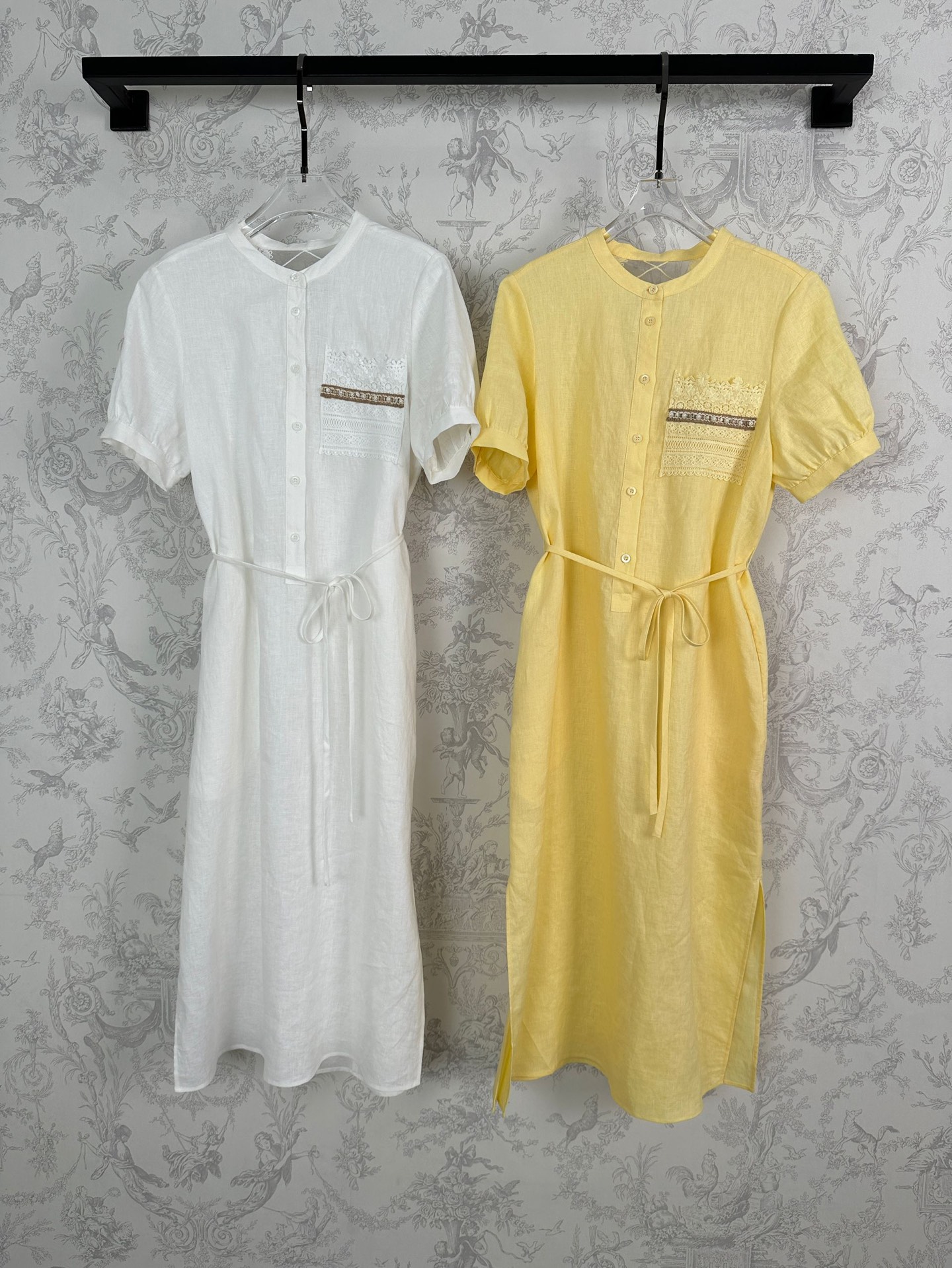 High-Quality Heavy-Handed Female Suit in New Spring Arrivals, White and Yellow Linen Fabric - 图片 1