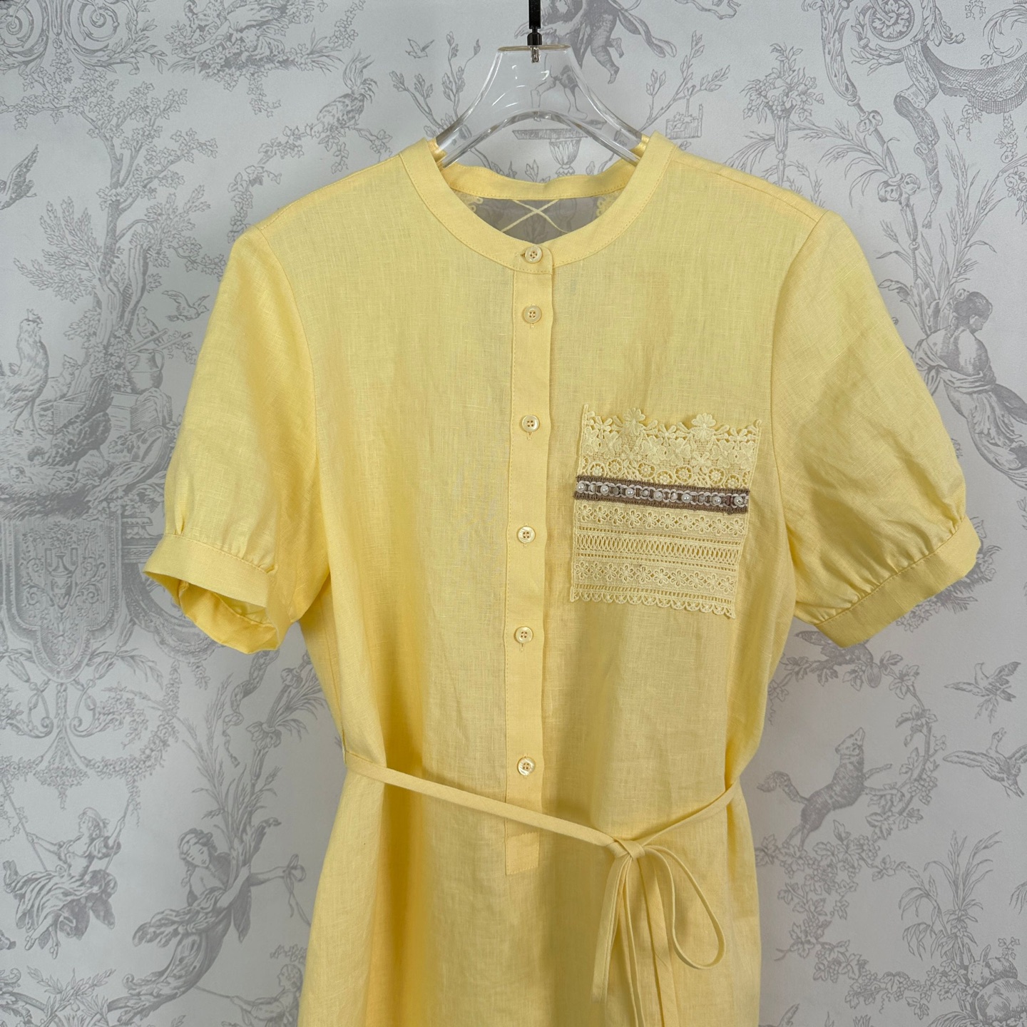 High-Quality Heavy-Handed Female Suit in New Spring Arrivals, White and Yellow Linen Fabric - 图片 6