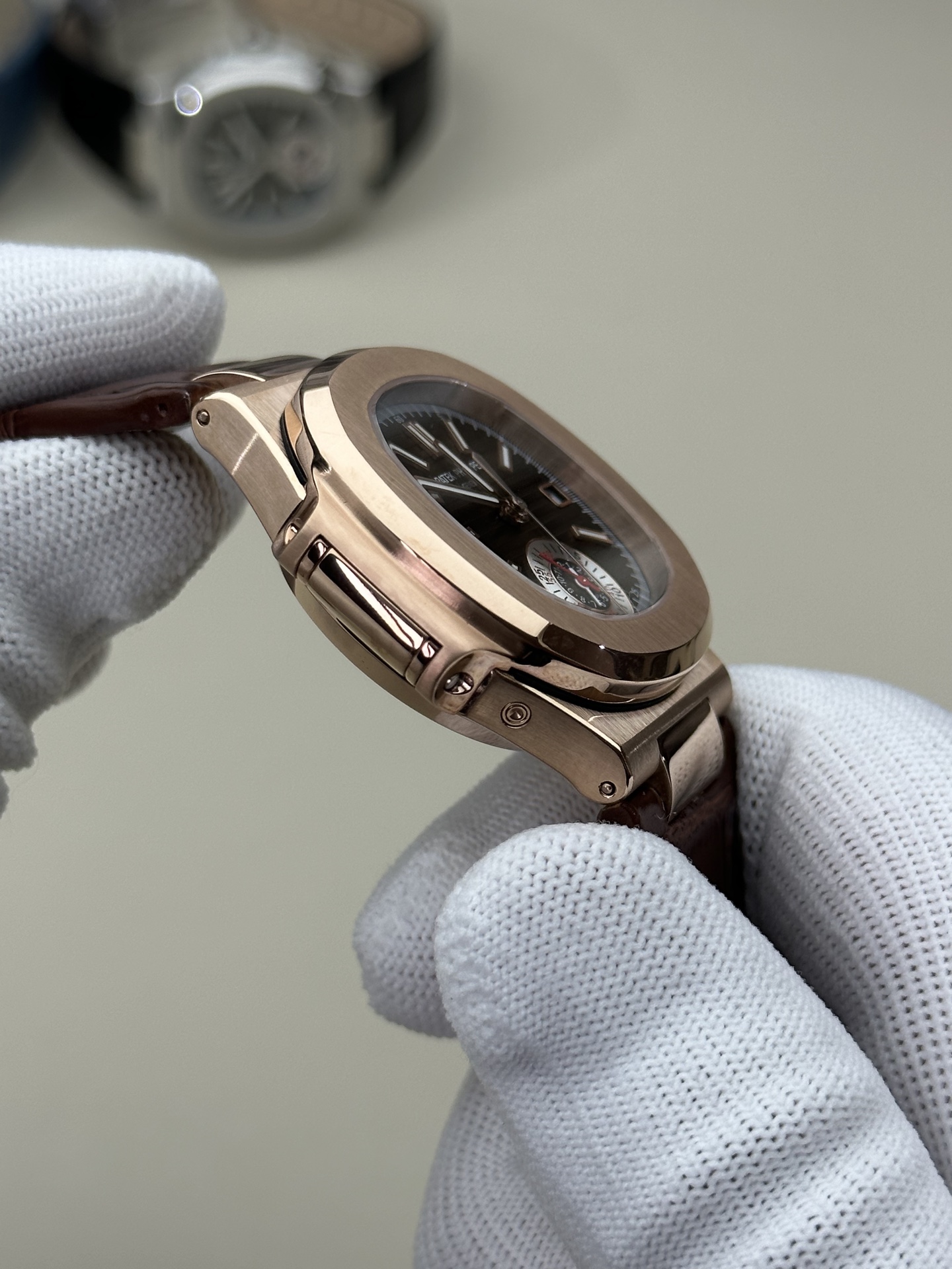 Patek Philippe Nautilus 5980 Chronograph Rose Gold Brown Leather Strap Watch 6 i1745214523559 8706 0 5