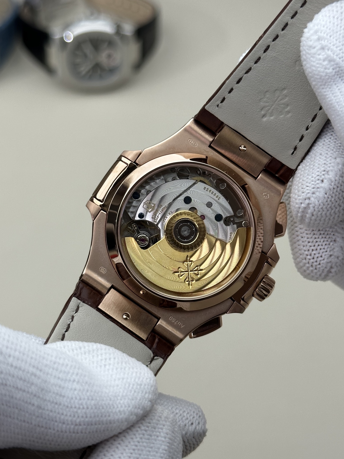 Patek Philippe Nautilus 5980 Chronograph Rose Gold Brown Leather Strap Watch 8 i1745214525268 8566 0 7