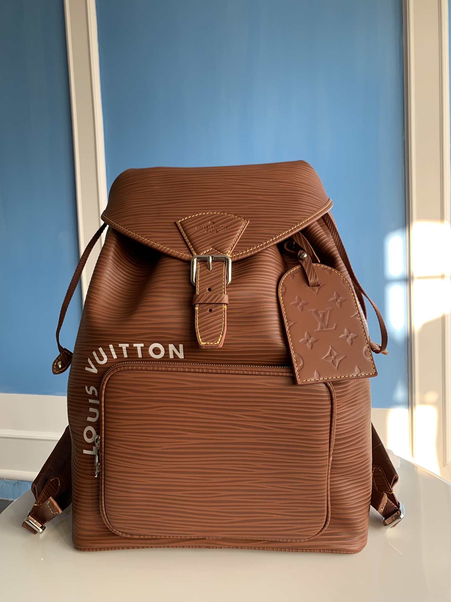 Louis Vuitton The official 23 top models on sale, Lv purchasing special product M23099 brown full leather water corrugated cowhide backpack serie