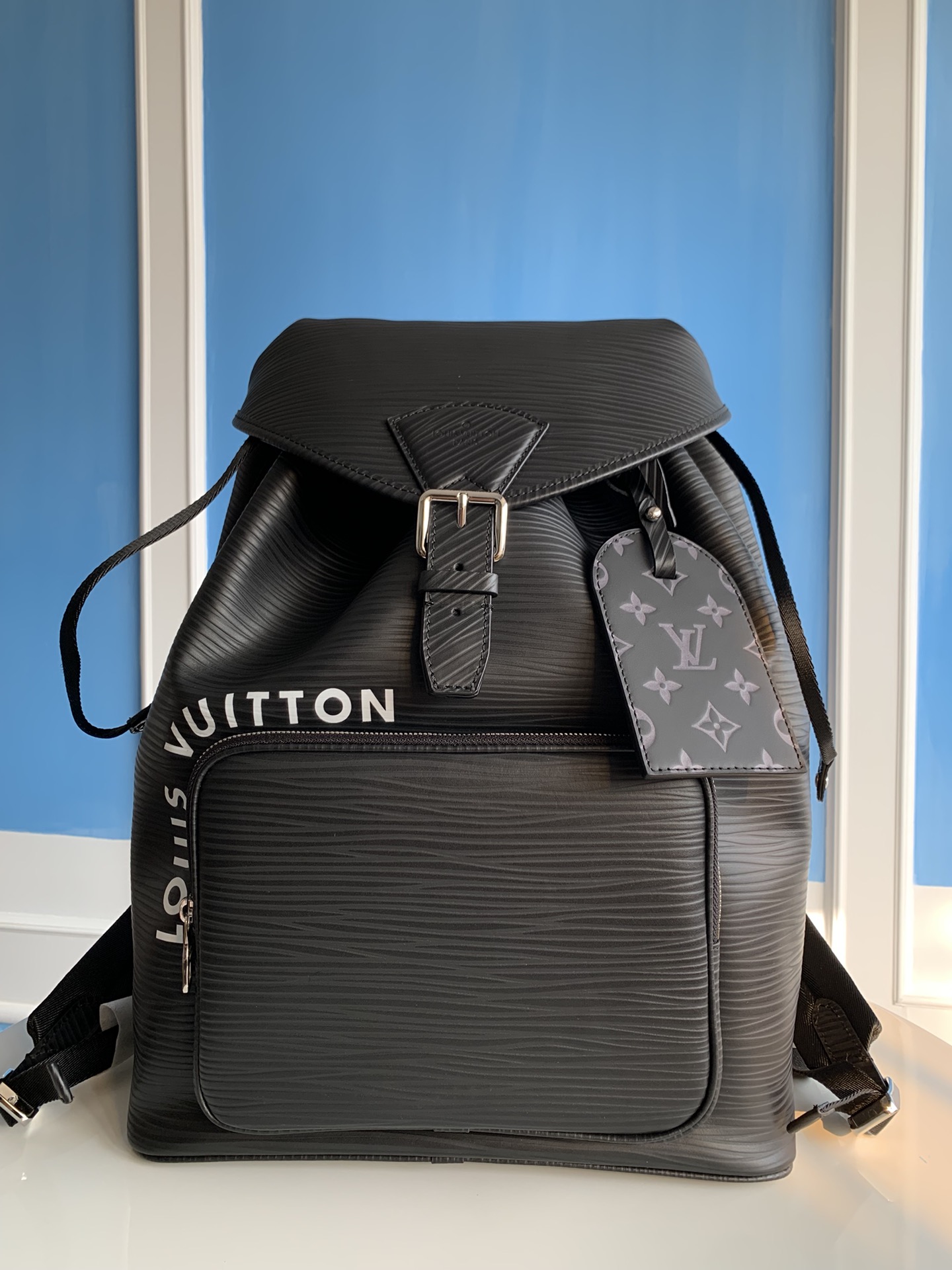 Louis Vuitton The official 23 top models on sale, Lv purchasing special offer, M23099 black full leather water ripple cowhide backpack series, ma
