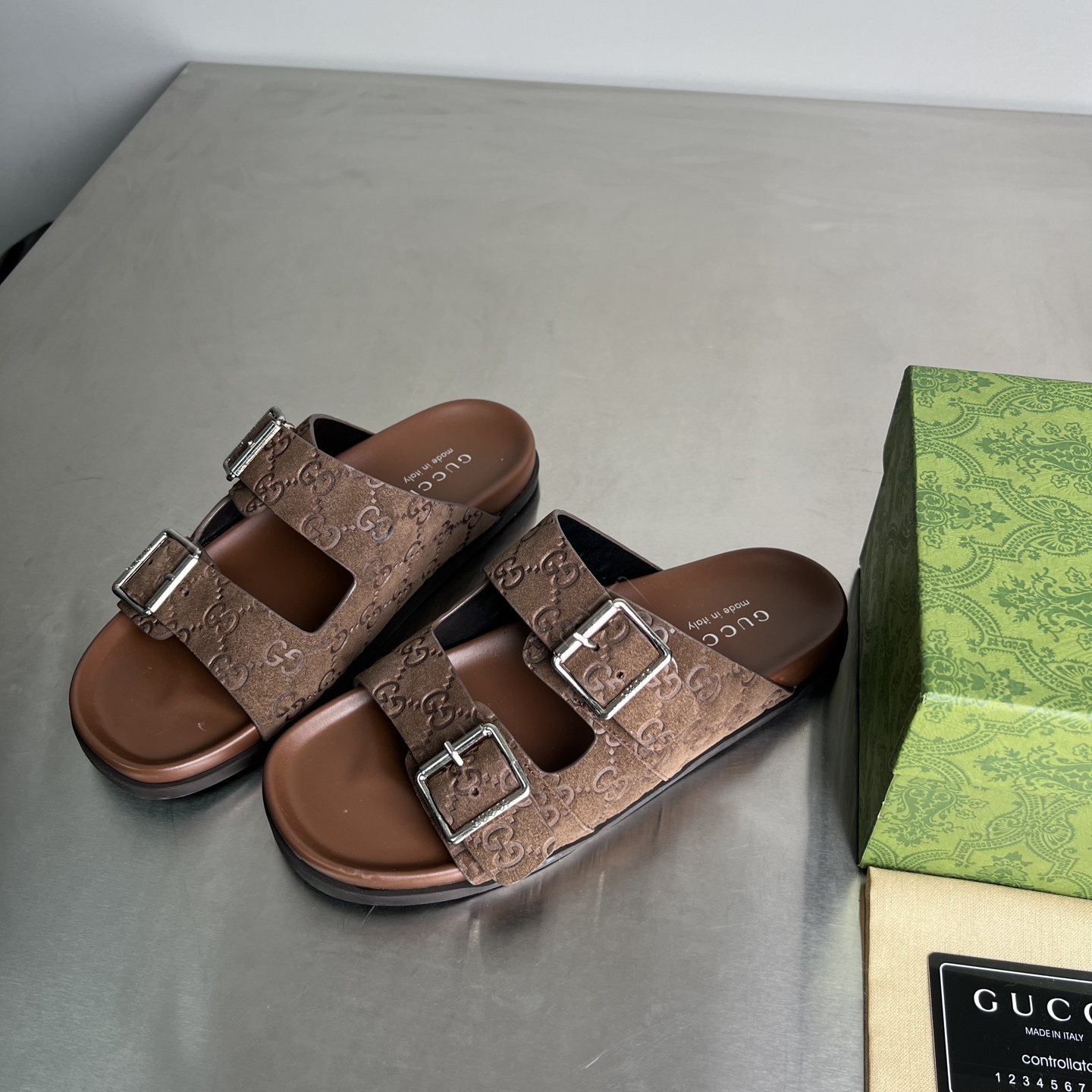 Gucci Double G Embossed Slide Sandals, Adjustable Buckle Straps, Unisex 6 i1743677927246 1956 0 4