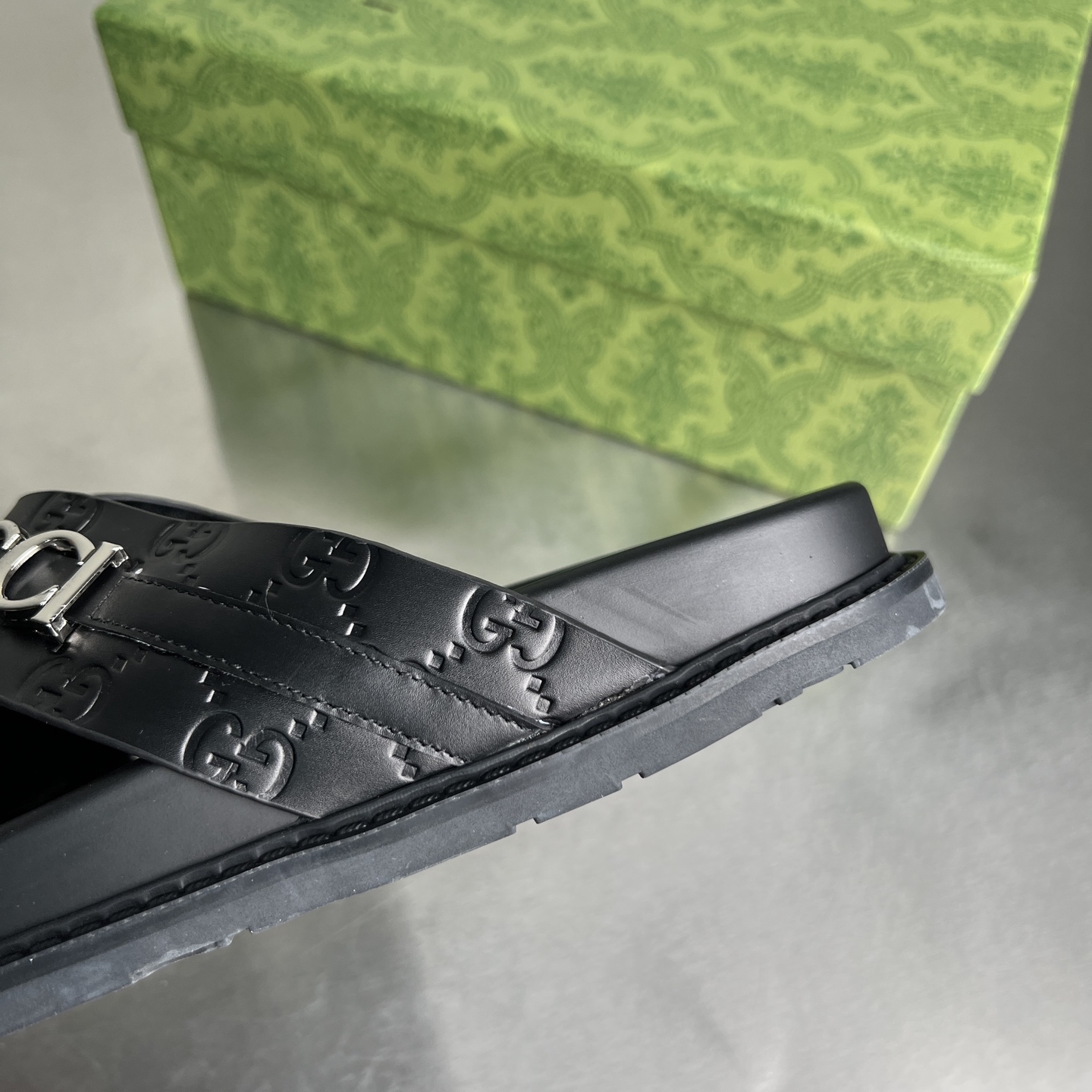 Gucci Double G Embossed Cross Strap Platform Sandals, Black Leather 8 i1745357237139 6162 0 6