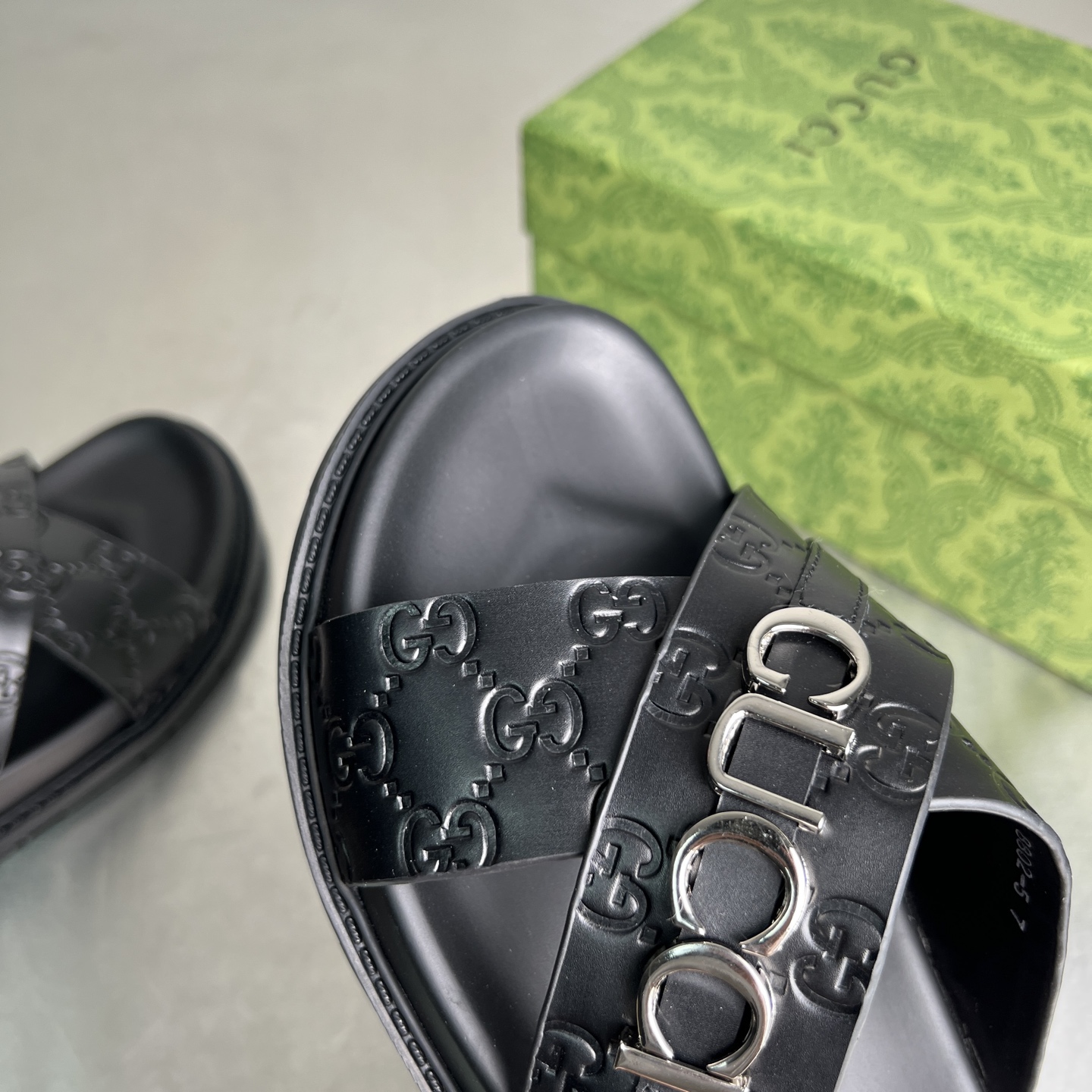 Gucci Double G Embossed Cross Strap Platform Sandals, Black Leather 6 i1745357238267 3268 0 4