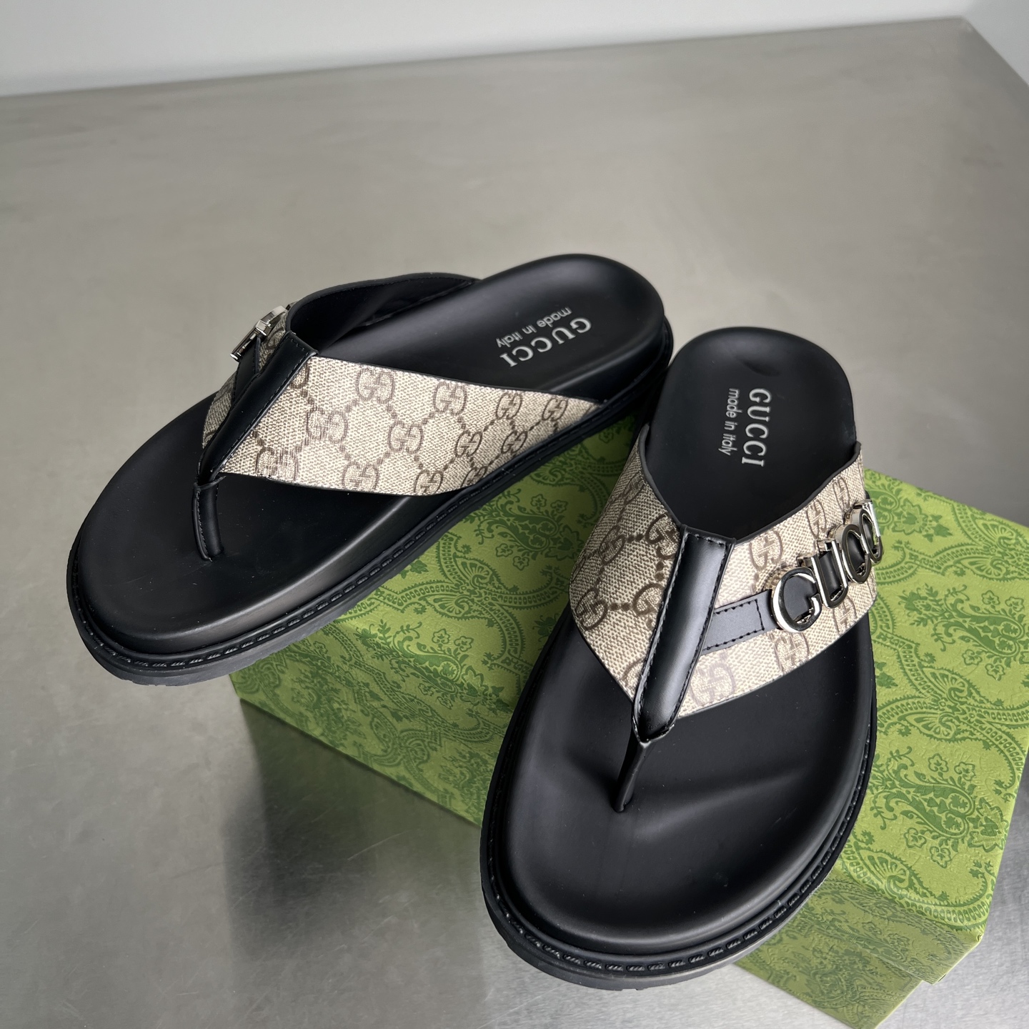 Gucci Embossed Double G Thong Sandals, Designer Slides for Men, Sizes 38-45 3 i1745357296427 9530 0 1