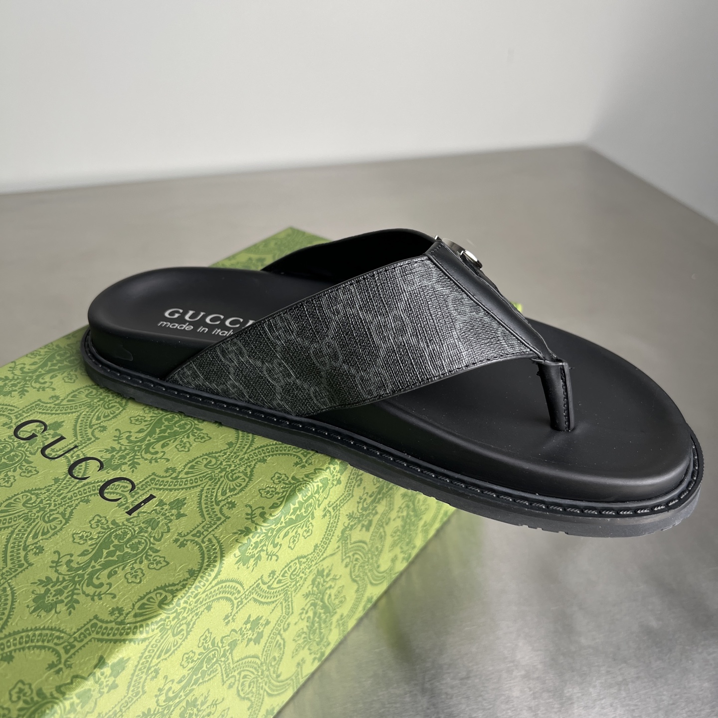 Gucci Men's Double G Embossed Thong Sandals - Black with Iconic Design 4 i1745357314844 3558 0 2