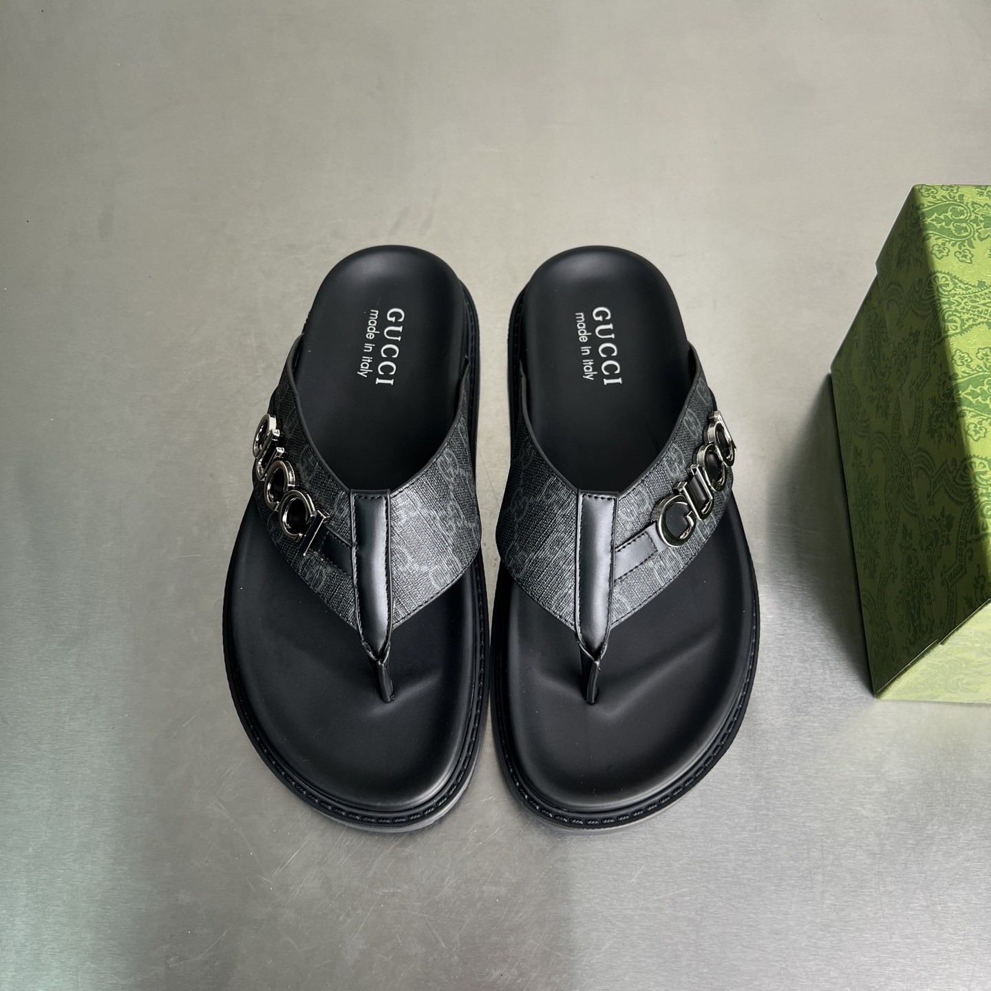 Gucci Men's Double G Embossed Thong Sandals - Black with Iconic Design 7 i1745357316678 8639 0 5