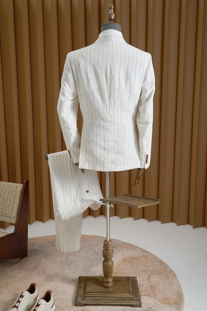 Elegant Striped Suit with Fine Craftsmanship and Durability, Hong Kong and Japanese Influences - 图片 5