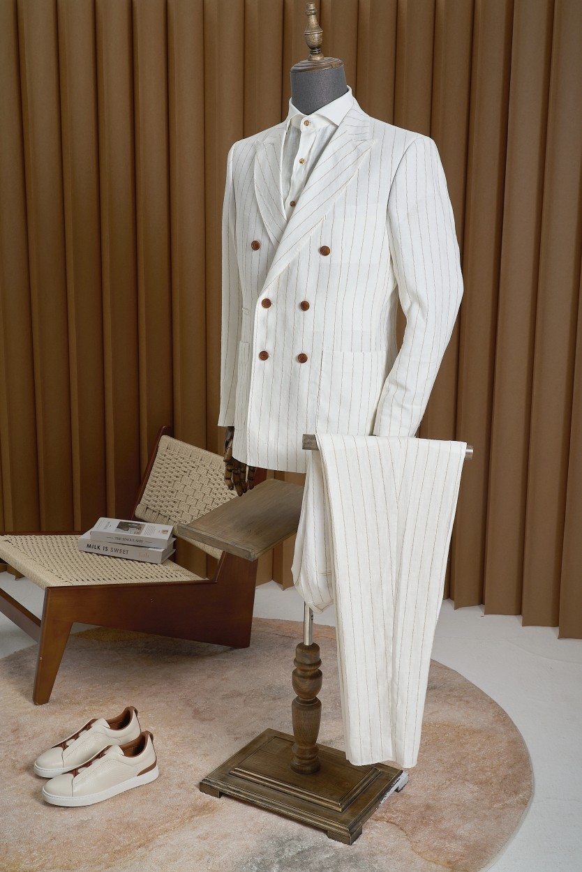 Elegant Striped Suit with Fine Craftsmanship and Durability, Hong Kong and Japanese Influences - 图片 2