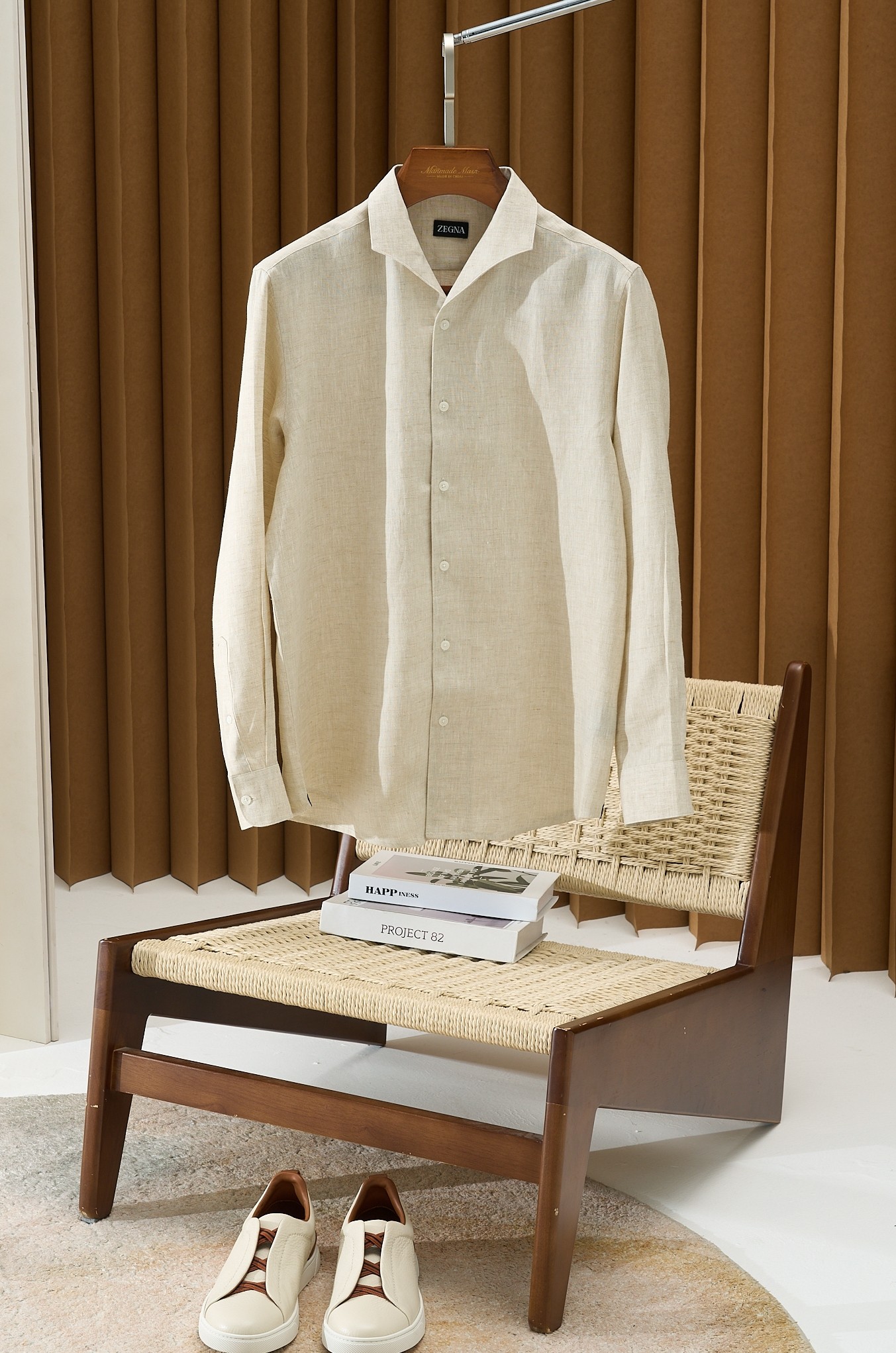 【“一件会呼吸的衬衫—以天然亚麻为肌底，从商务到休闲，赋予全天候舒适与品位。】环保染色工艺，减少化学残留