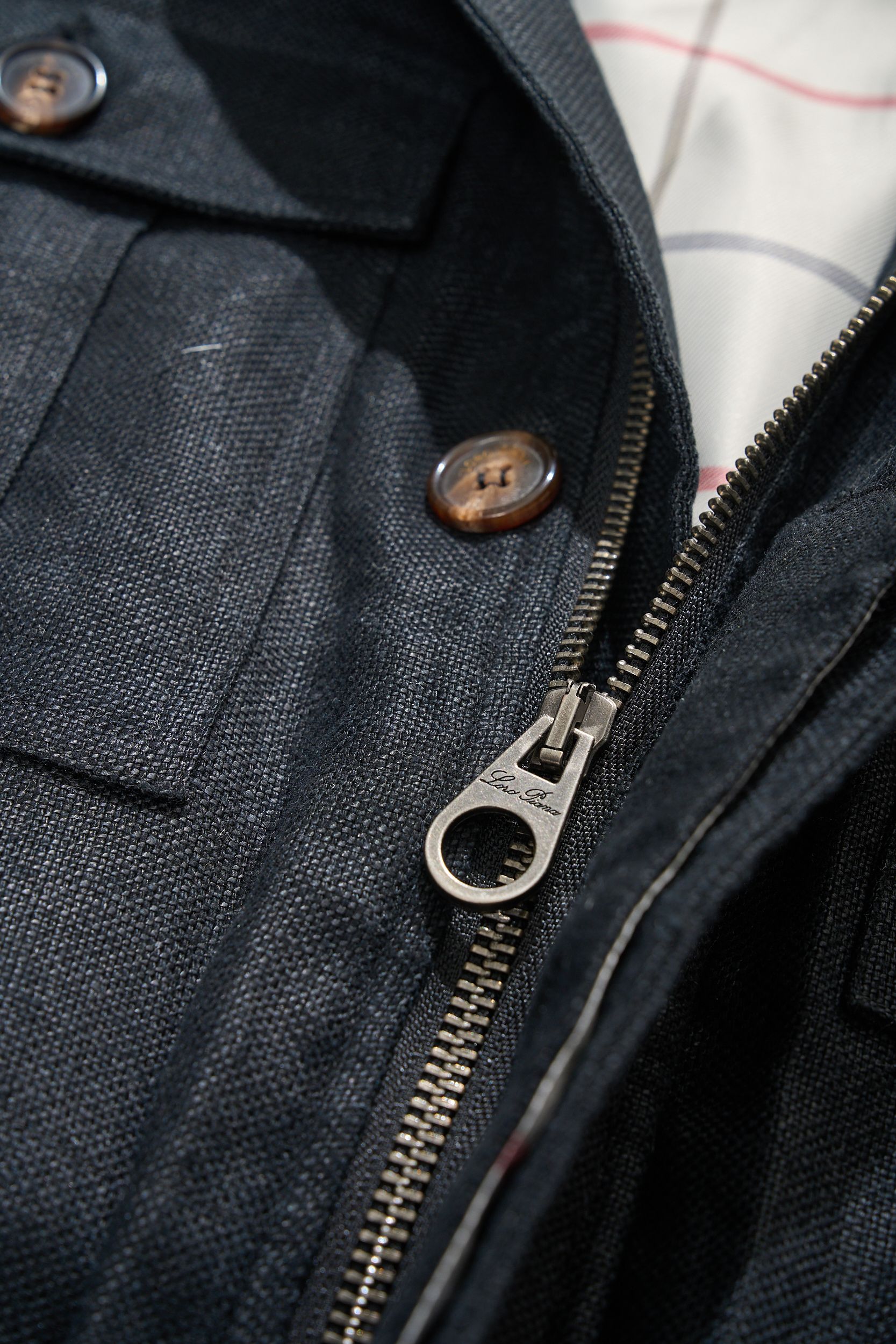 【Loro Piana经典格纹内里！甄选优质亚麻纤维面料立领设计四口袋工装款外套】男士复古工装风，解锁文