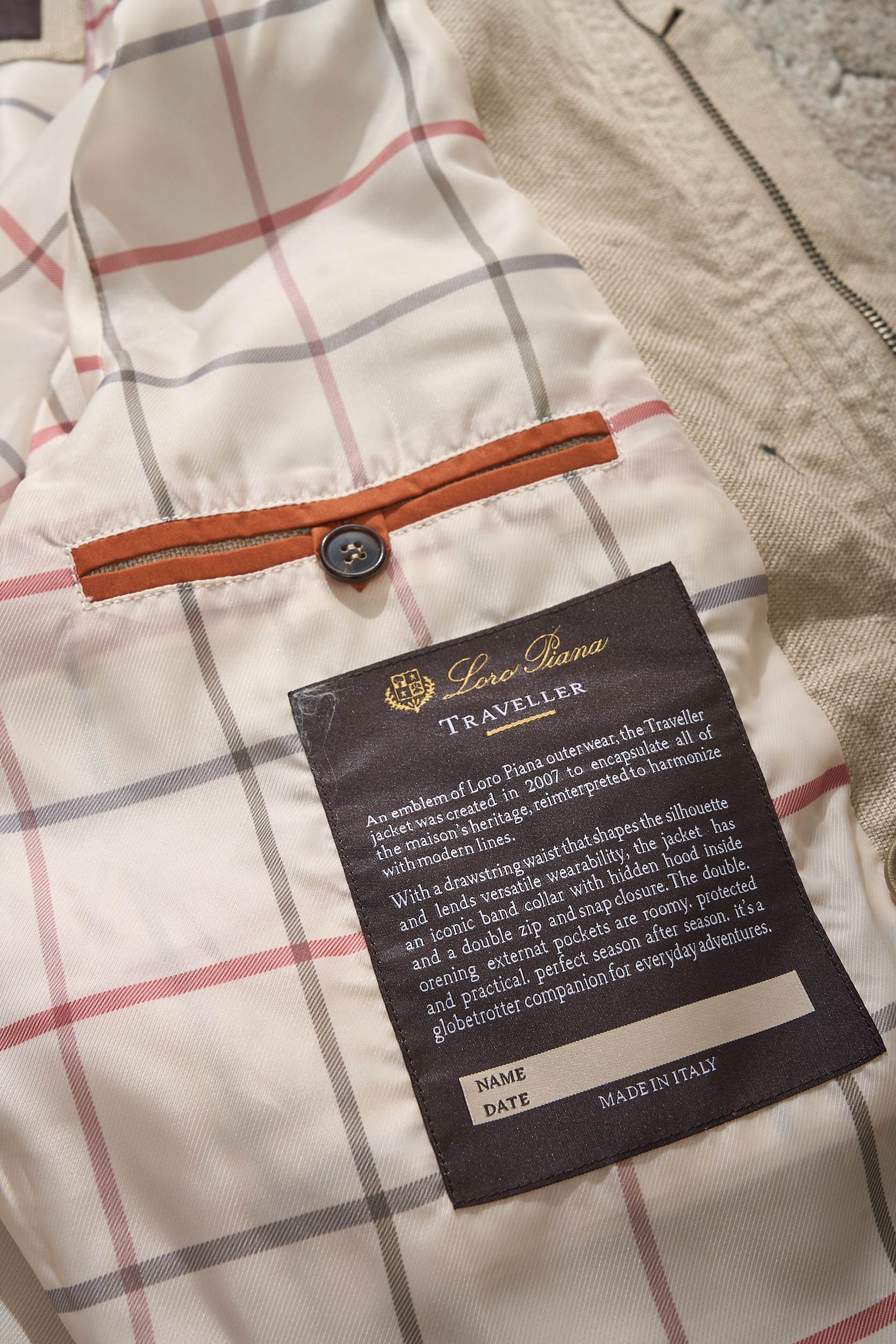 【Loro Piana经典格纹内里！甄选优质亚麻纤维面料立领设计四口袋工装款外套】男士复古工装风，解锁文