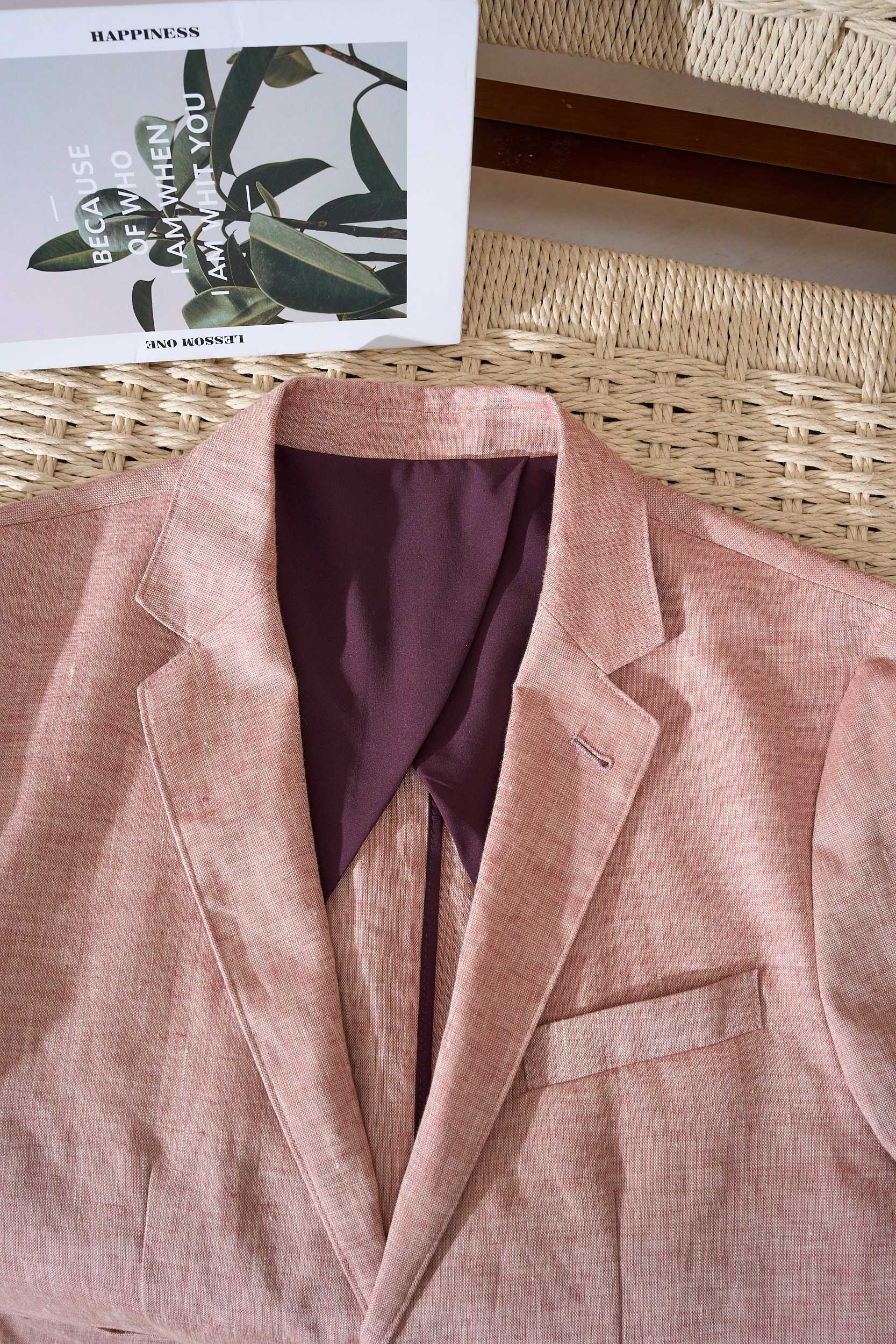 【“麻王”之称顶奢solbiati30支138克进口亚麻面料复古老钱风款式平驳领两粒扣斜插衬单西装】顶奢