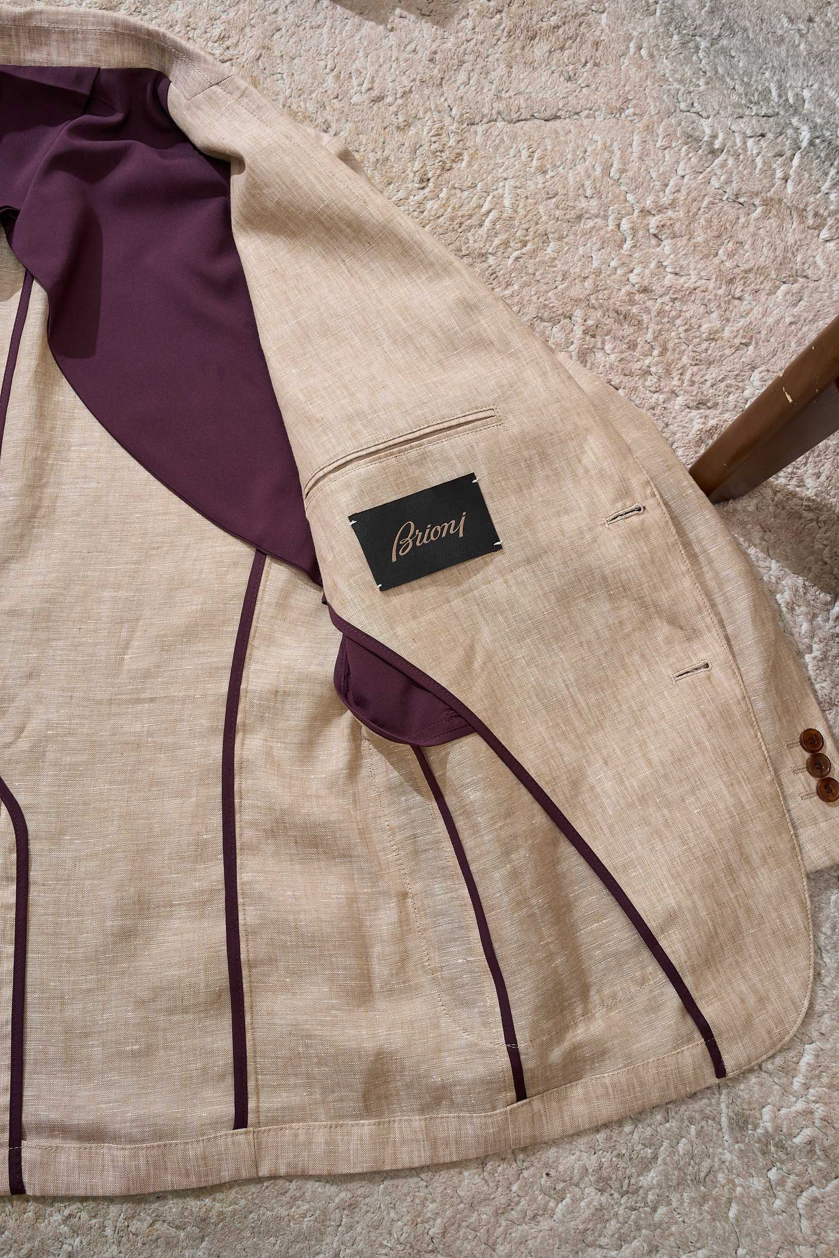 【“麻王”之称顶奢solbiati30支138克进口亚麻面料复古老钱风款式平驳领两粒扣斜插衬单西装】顶奢