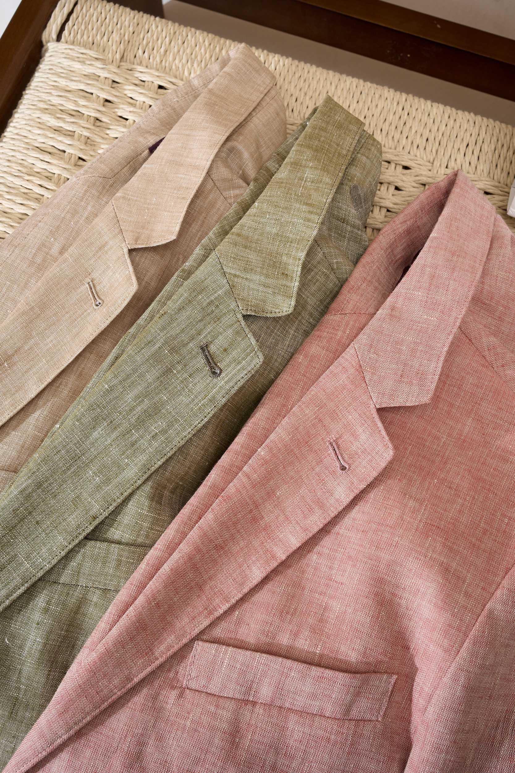 【“麻王”之称顶奢solbiati30支138克进口亚麻面料复古老钱风款式平驳领两粒扣斜插衬单西装】顶奢