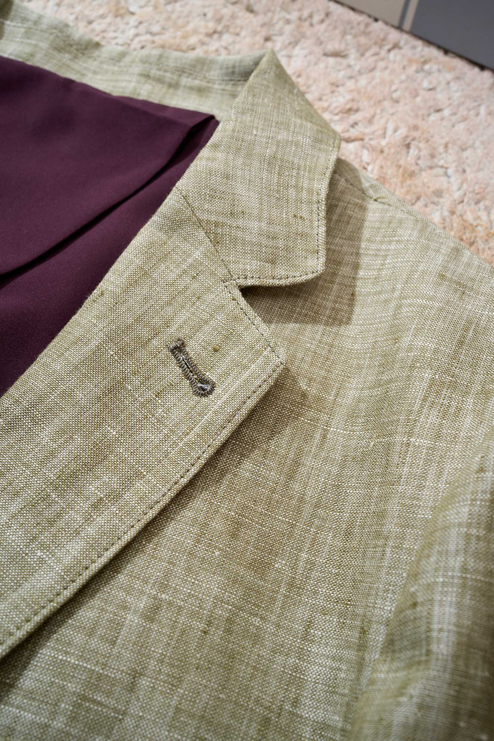 【“麻王”之称顶奢solbiati30支138克进口亚麻面料复古老钱风款式平驳领两粒扣斜插衬单西装】顶奢