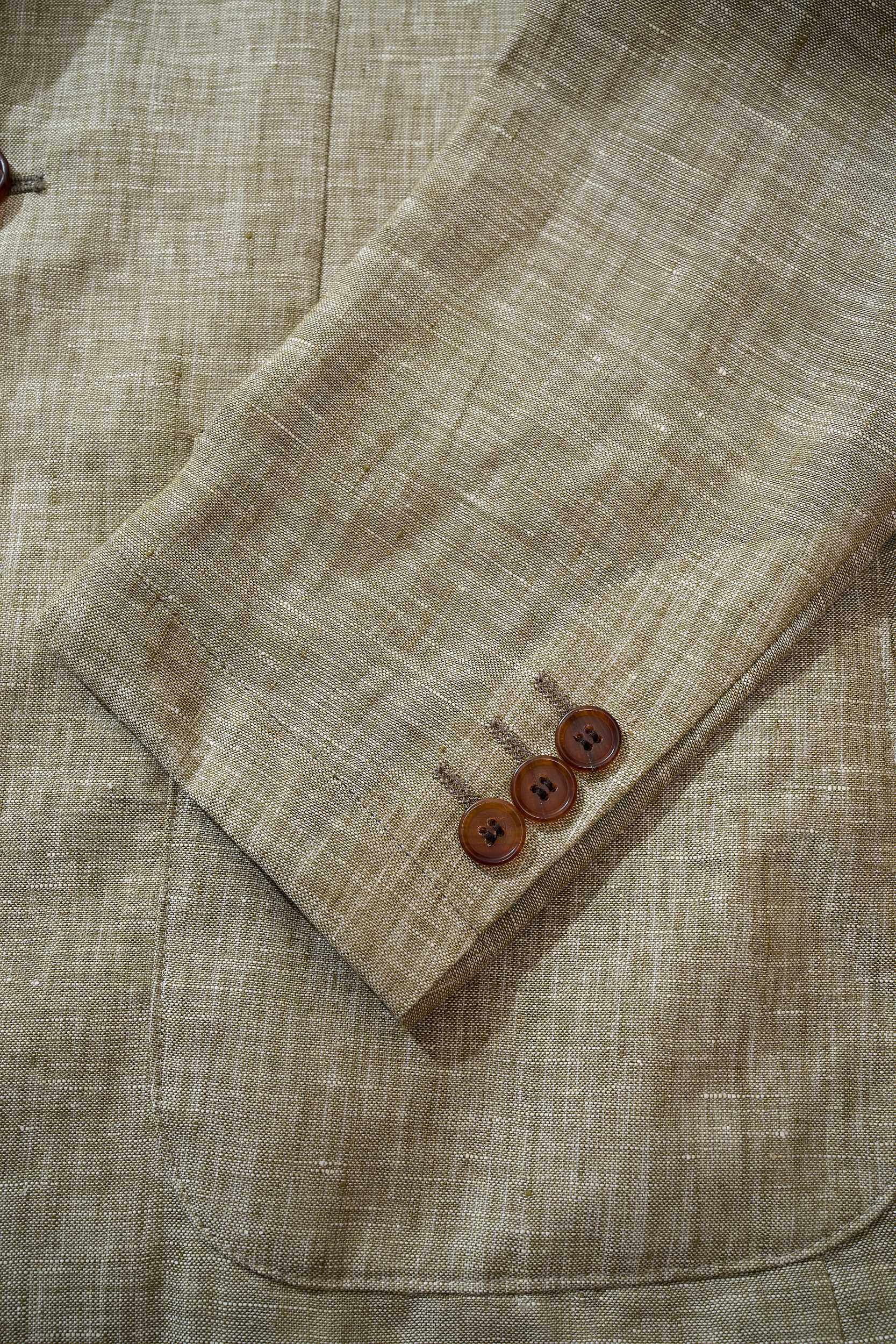 【“麻王”之称顶奢solbiati30支138克进口亚麻面料复古老钱风款式平驳领两粒扣斜插衬单西装】顶奢