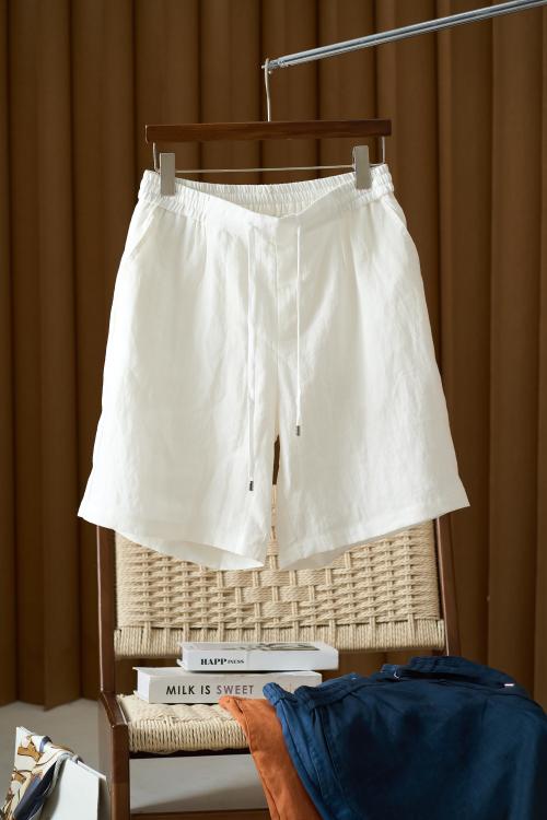 Women's Linen Shorts with Drawstring Waist - Casual Summer Comfort 1 Women's Linen Shorts with Drawstring Waist - Casual Summer Comfort