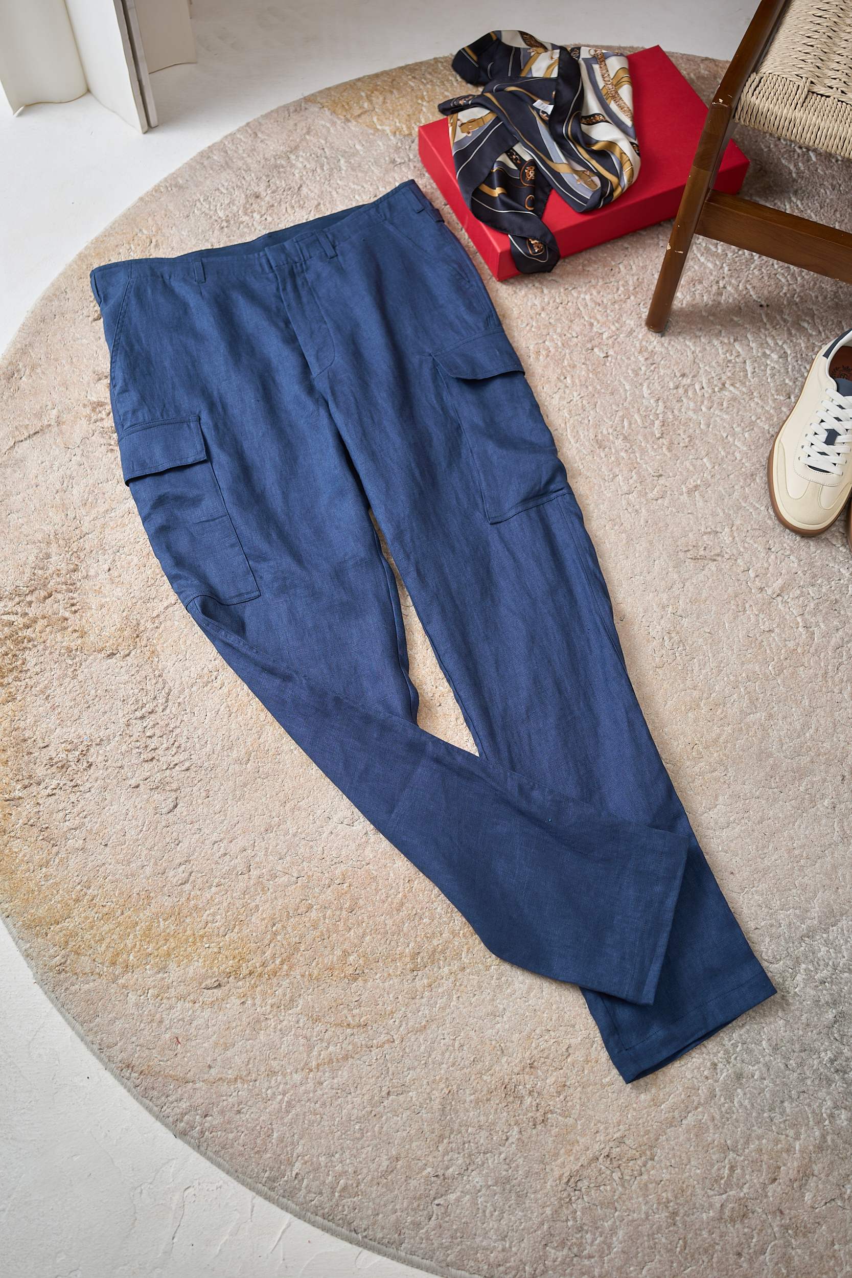 Ralph Lauren Pantalones Cargo de Lino Azul Marino para Hombre - Estilo y Comodidad