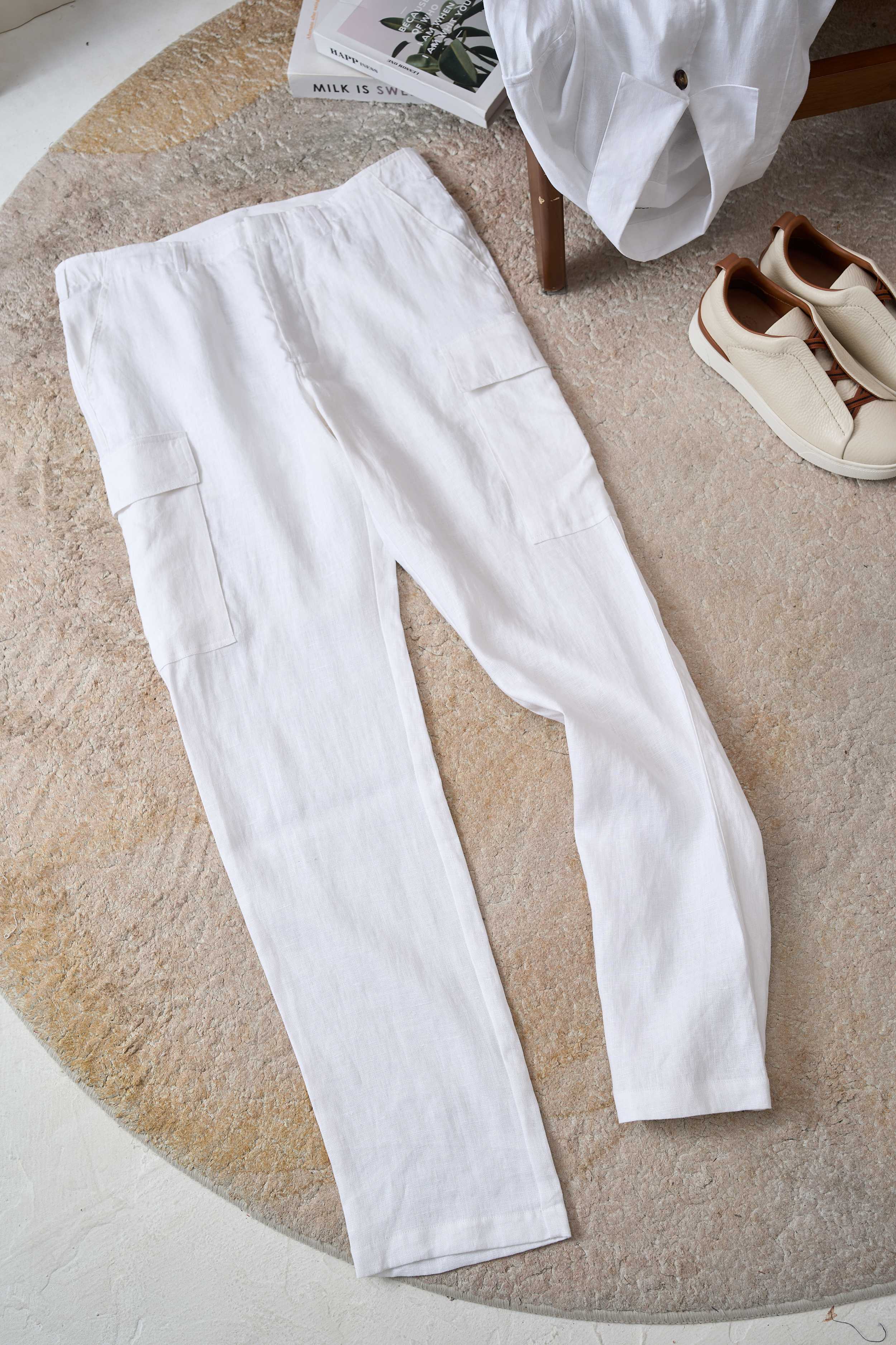 Ralph Lauren Linnen Cargo Broek - Elegant en Praktisch voor Dagelijks Gebruik