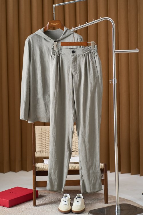 ZILIMARK Linen Set: Hoodie Top & Straight-Leg Pants - Casual, Breathable 1 ZILIMARK Linen Set: Hoodie Top & Straight-Leg Pants - Casual, Breathable