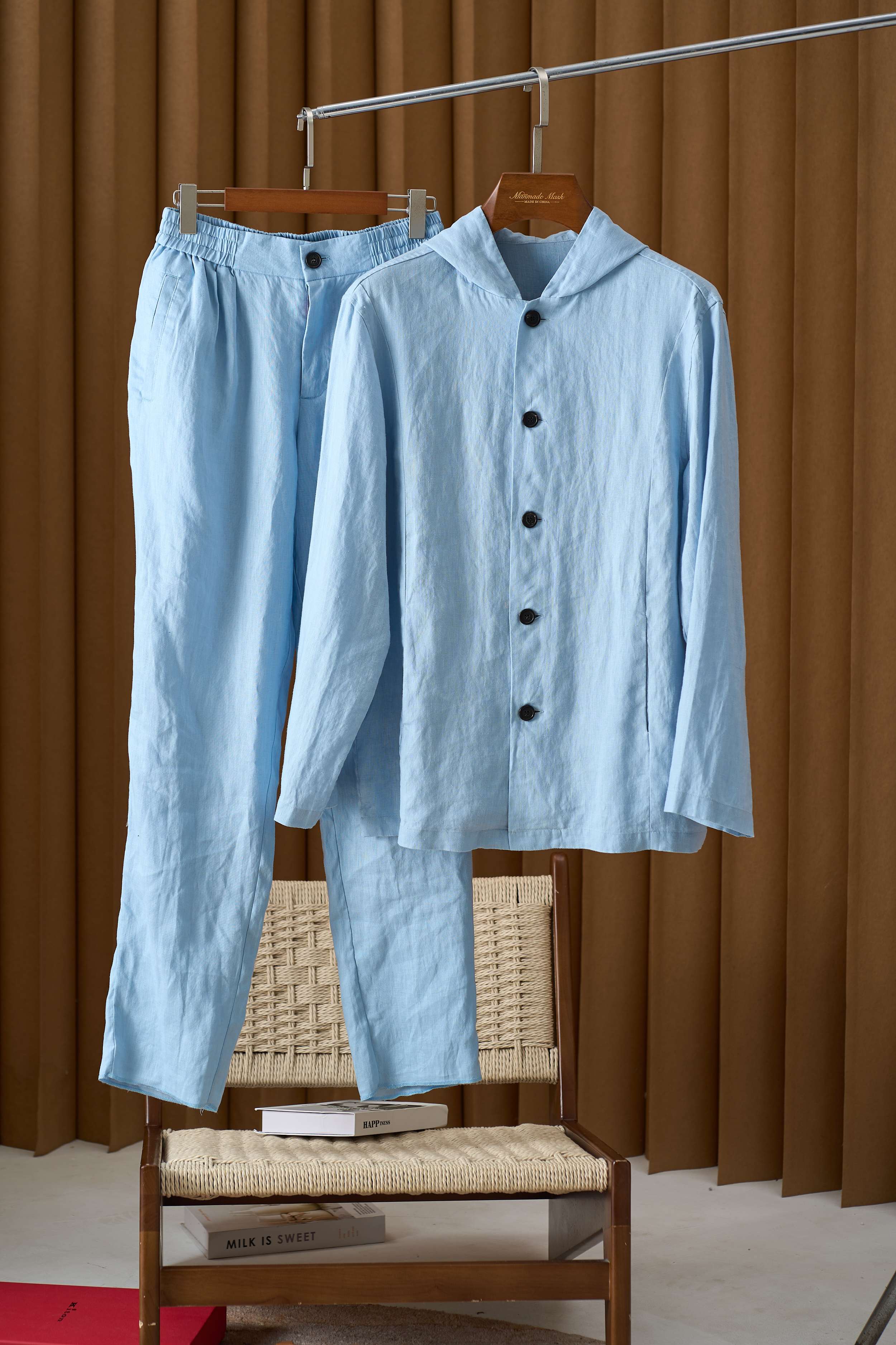 ZILIMARK Linen Set - Hoodie, Button-Down, Elastic Waist, Natural & Breathable 2 a1752249649899 1870