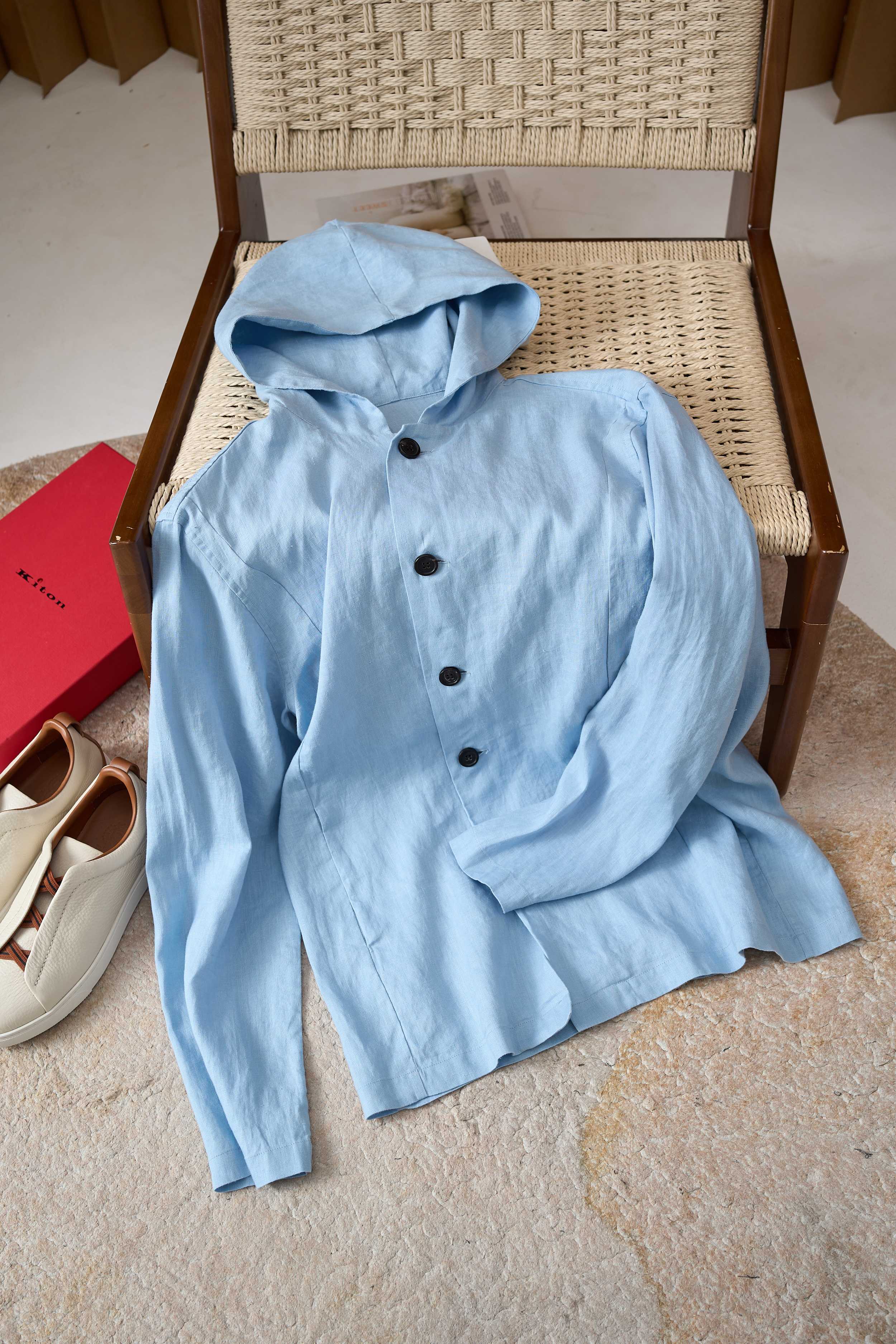 ZILIMARK Linen Set - Hoodie, Button-Down, Elastic Waist, Natural & Breathable 6 a1752249649957 0632