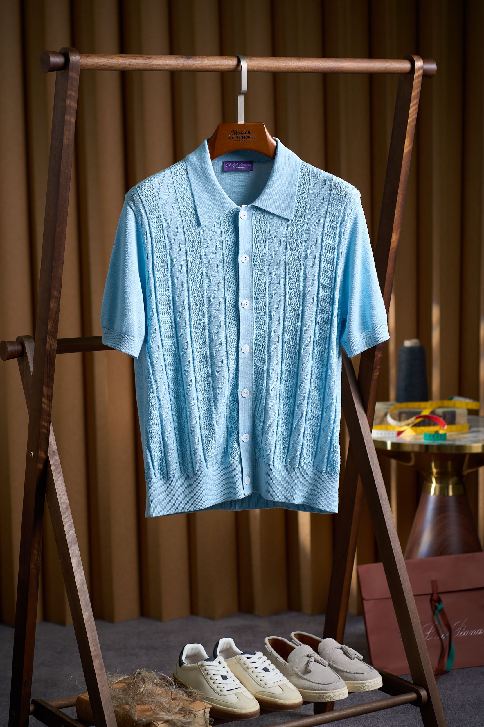 【RaLoro Pianah Lauren紫标 绞花提花针织PoLo衫】来自RaLoro Pianah 