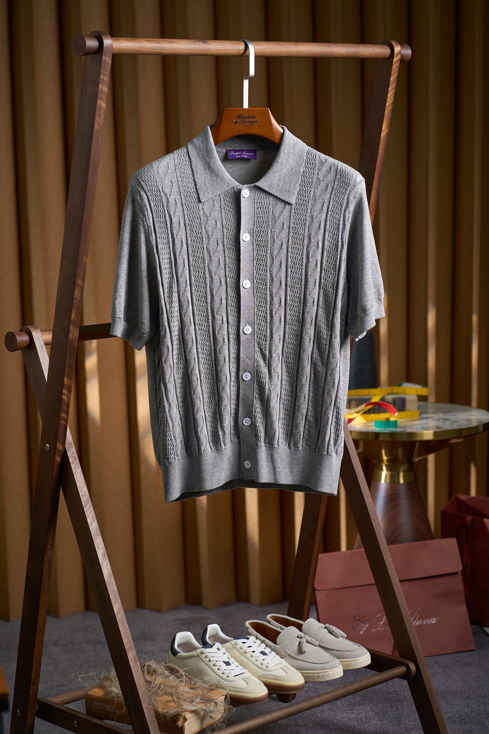 【RaLoro Pianah Lauren紫标 绞花提花针织PoLo衫】来自RaLoro Pianah 