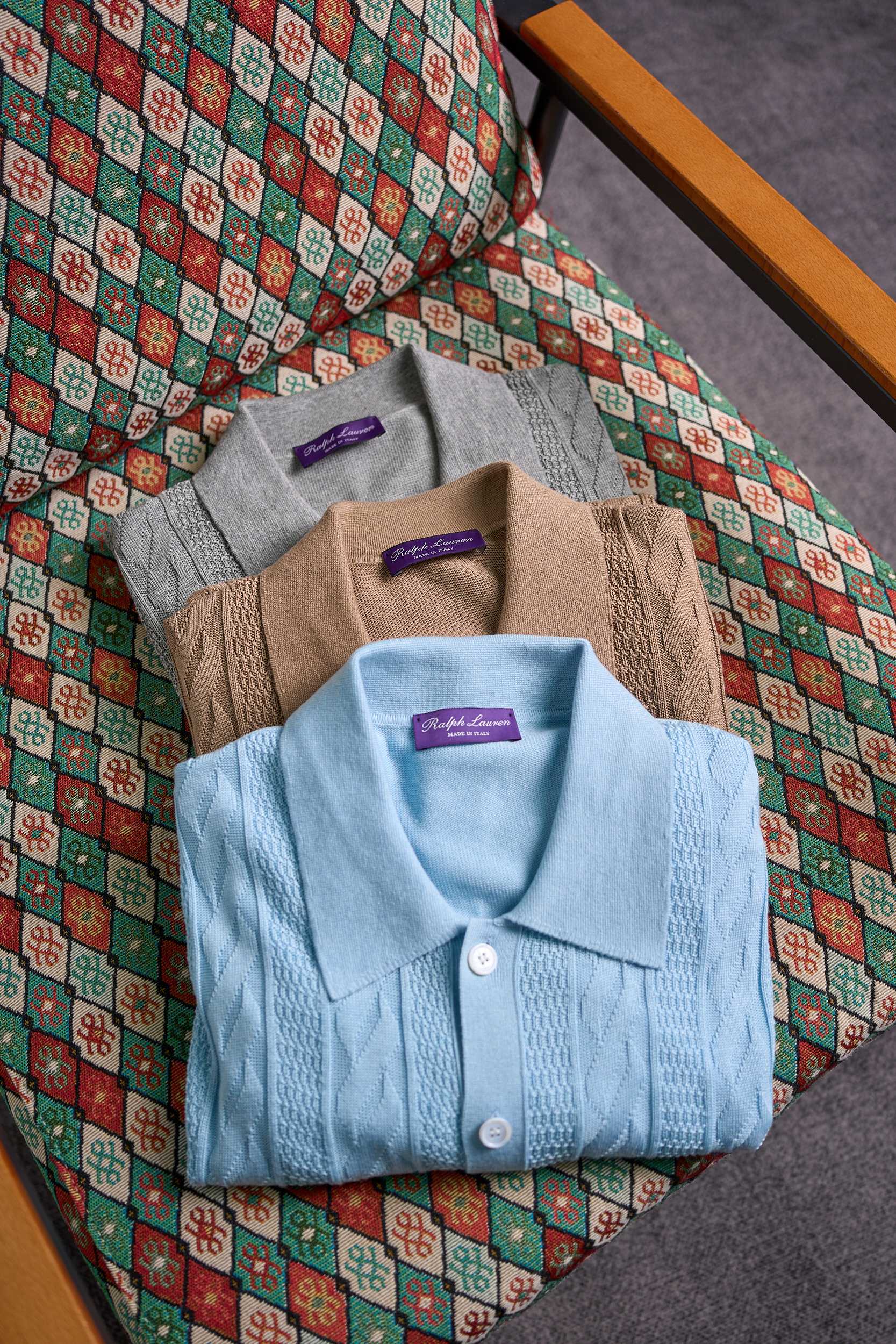 【RaLoro Pianah Lauren紫标 绞花提花针织PoLo衫】来自RaLoro Pianah 