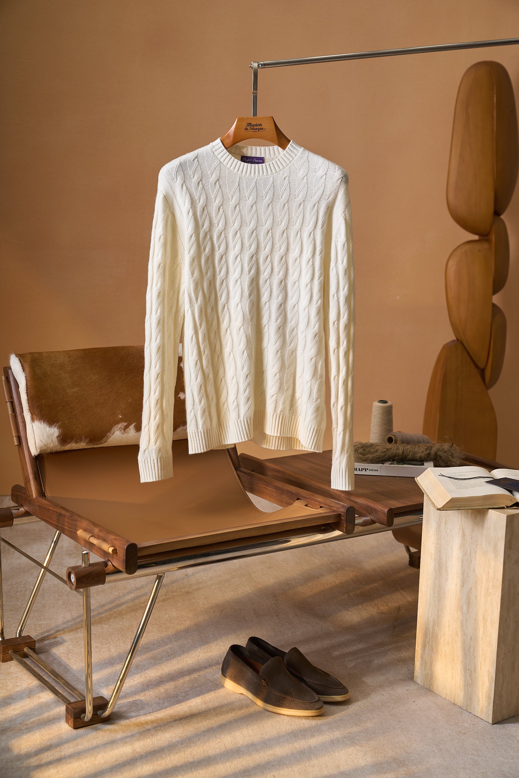 Loro Piana Cream Cable Knit Sweater