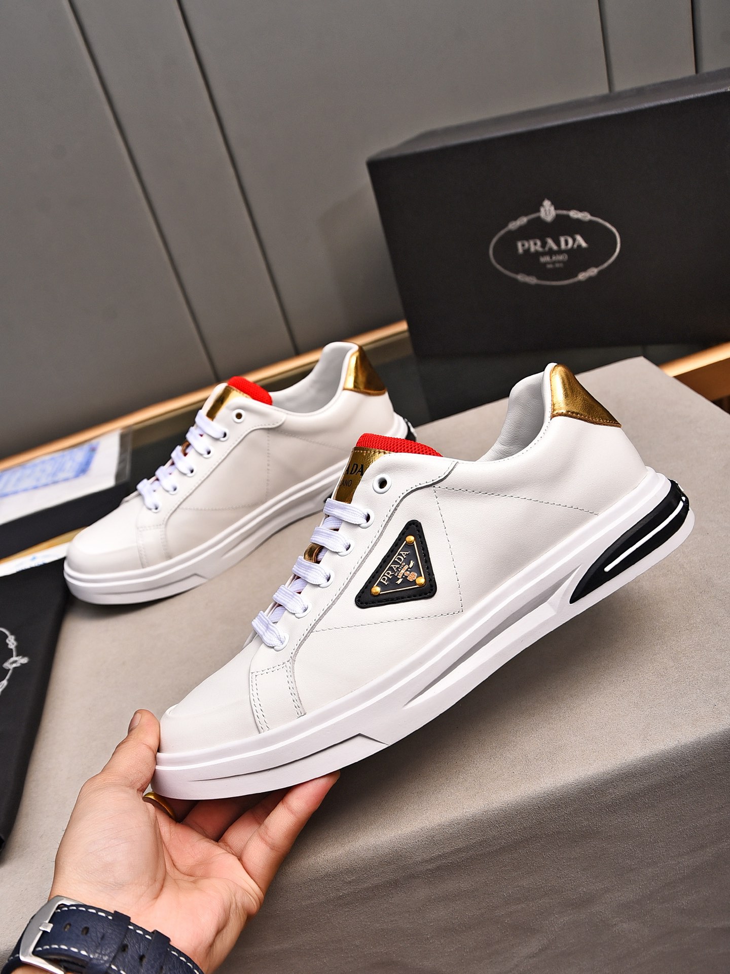 Prada Men's Leather Casual Sneakers Low-Top Fashion White Size 38-44 3 i1716456455 8611 2