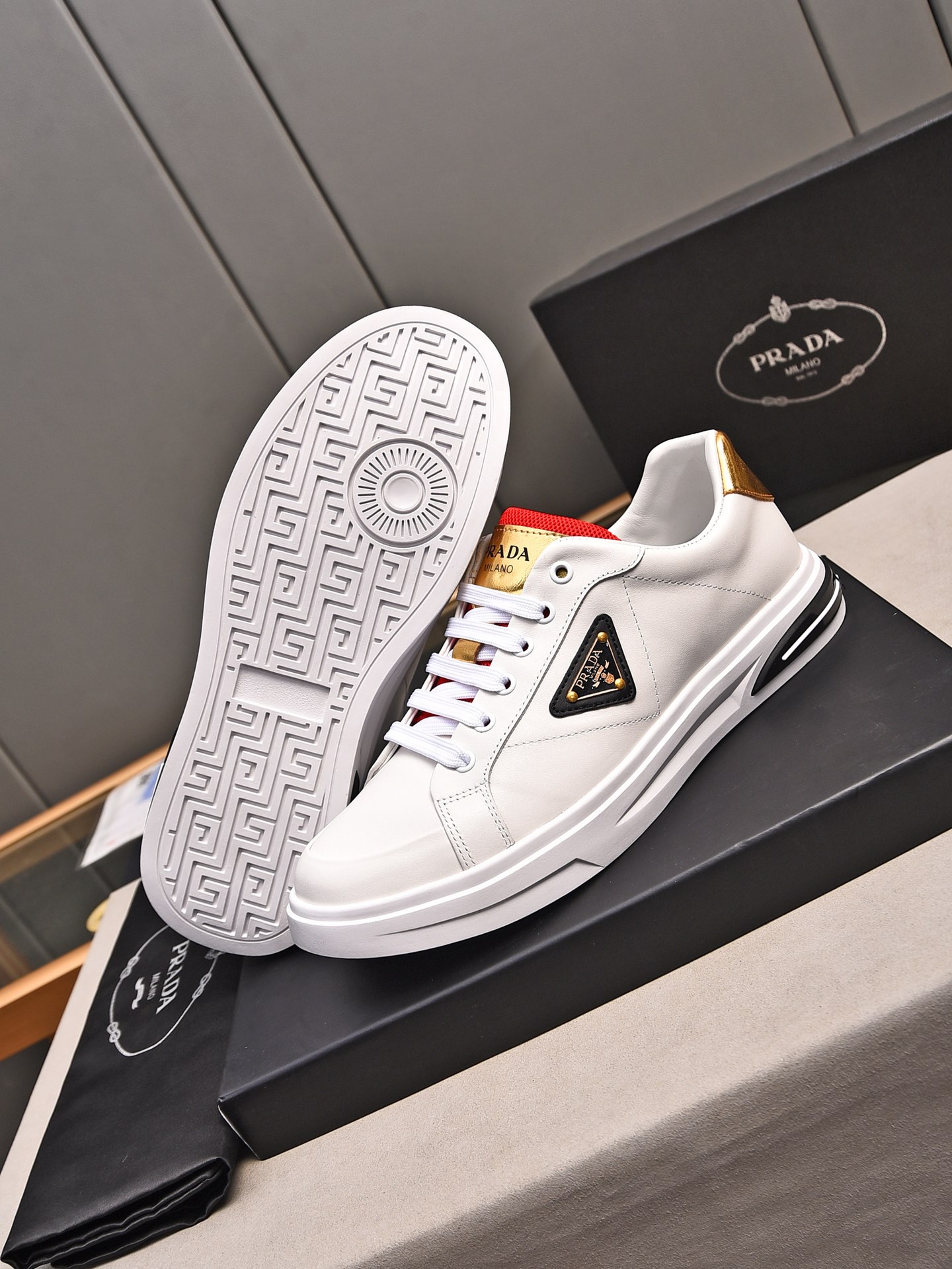 Prada Men's Leather Casual Sneakers Low-Top Fashion White Size 38-44 4 i1716456456 9270 8