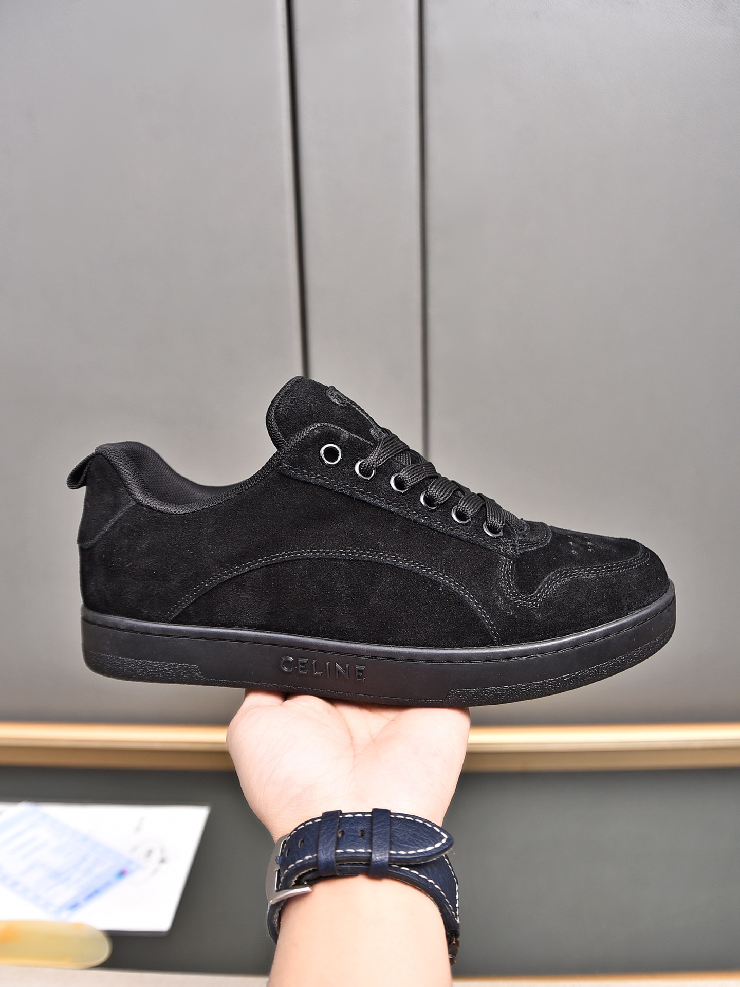 CELINE 2025 Early Spring Black Suede Leather Low-Top Sneakers 2 i1733069845 2485 7