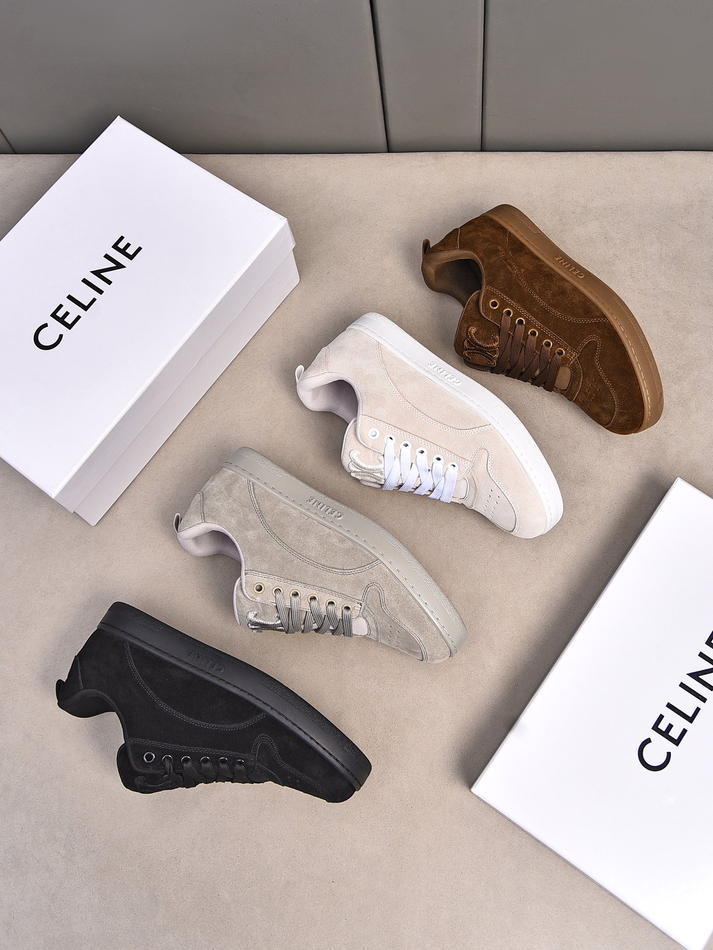 CELINE 2025 Early Spring Black Suede Leather Low-Top Sneakers 10 i1733069845 5767 8