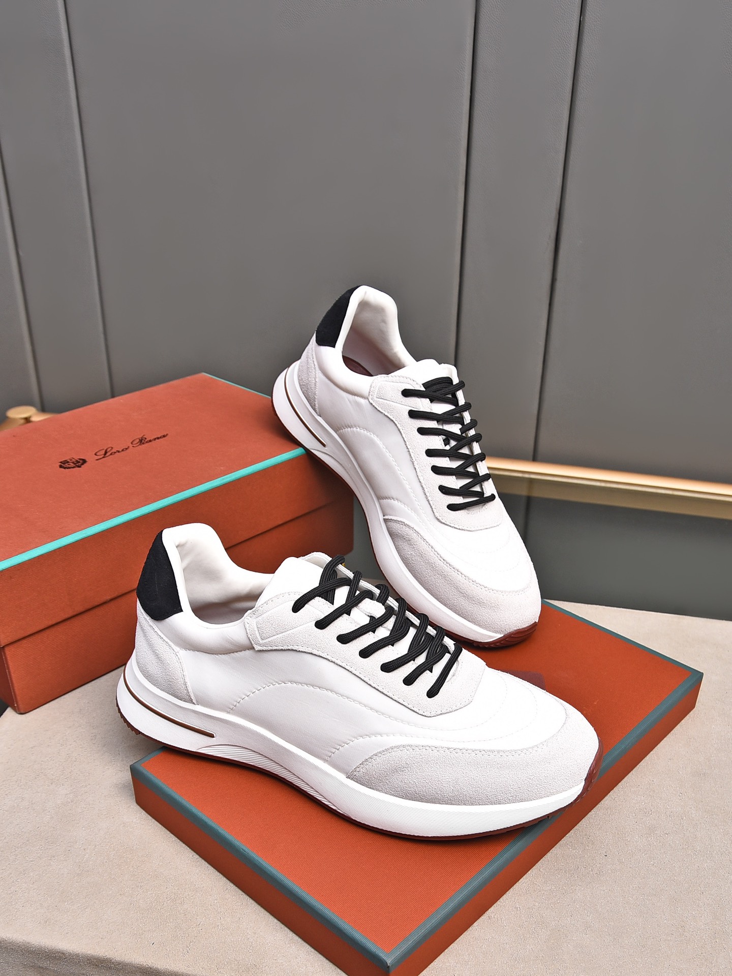 Loro Piana White Leather and Suede Men's Sneakers, Size 39-44 5 i1734078426 2199 0