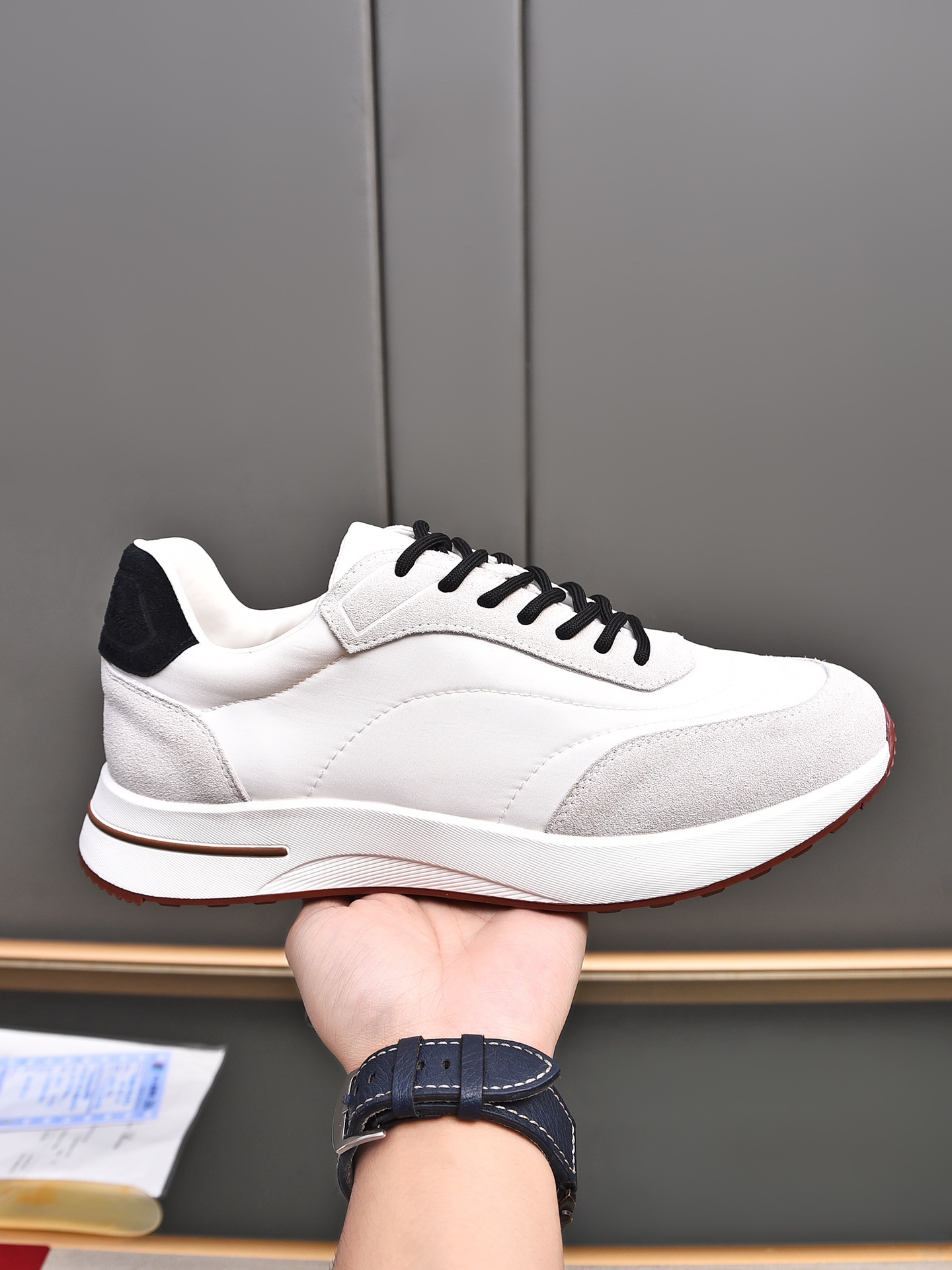 Loro Piana White Leather and Suede Men's Sneakers, Size 39-44 2 i1734078426 3496 7