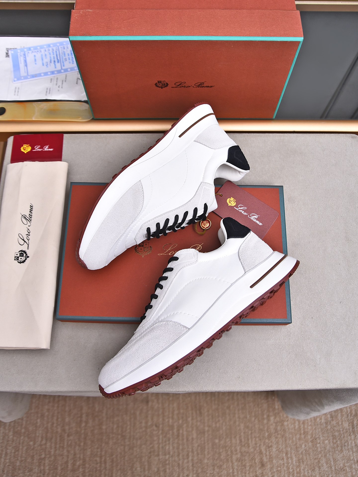 Loro Piana White Leather and Suede Men's Sneakers, Size 39-44 9 i1734078426 5212 2
