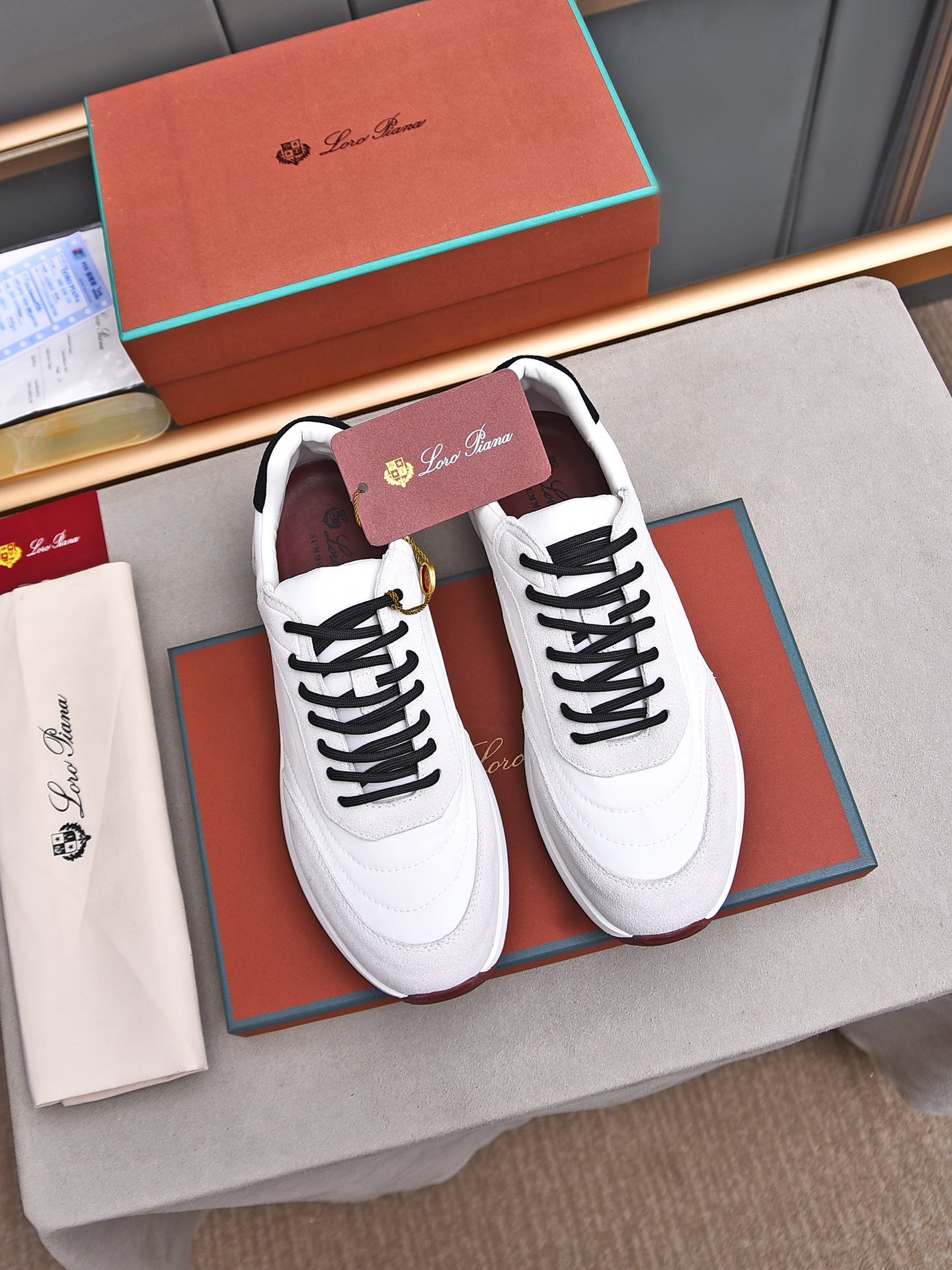 Loro Piana White Leather and Suede Men's Sneakers, Size 39-44 8 i1734078426 8966 4