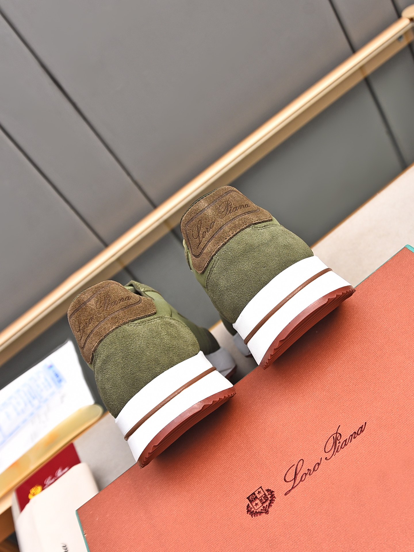 Loro Piana Men's Suede and Waterproof Fabric Sneakers - Olive Green 6 i1734078480 2823 6