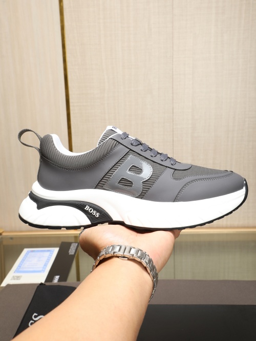 BOSS Men's Stylish Gray Leather & Mesh Lightweight Running Shoes, Sizes 38-44 1 BOSS Men's Stylish Gray Leather & Mesh Lightweight Running Shoes, Sizes 38-44