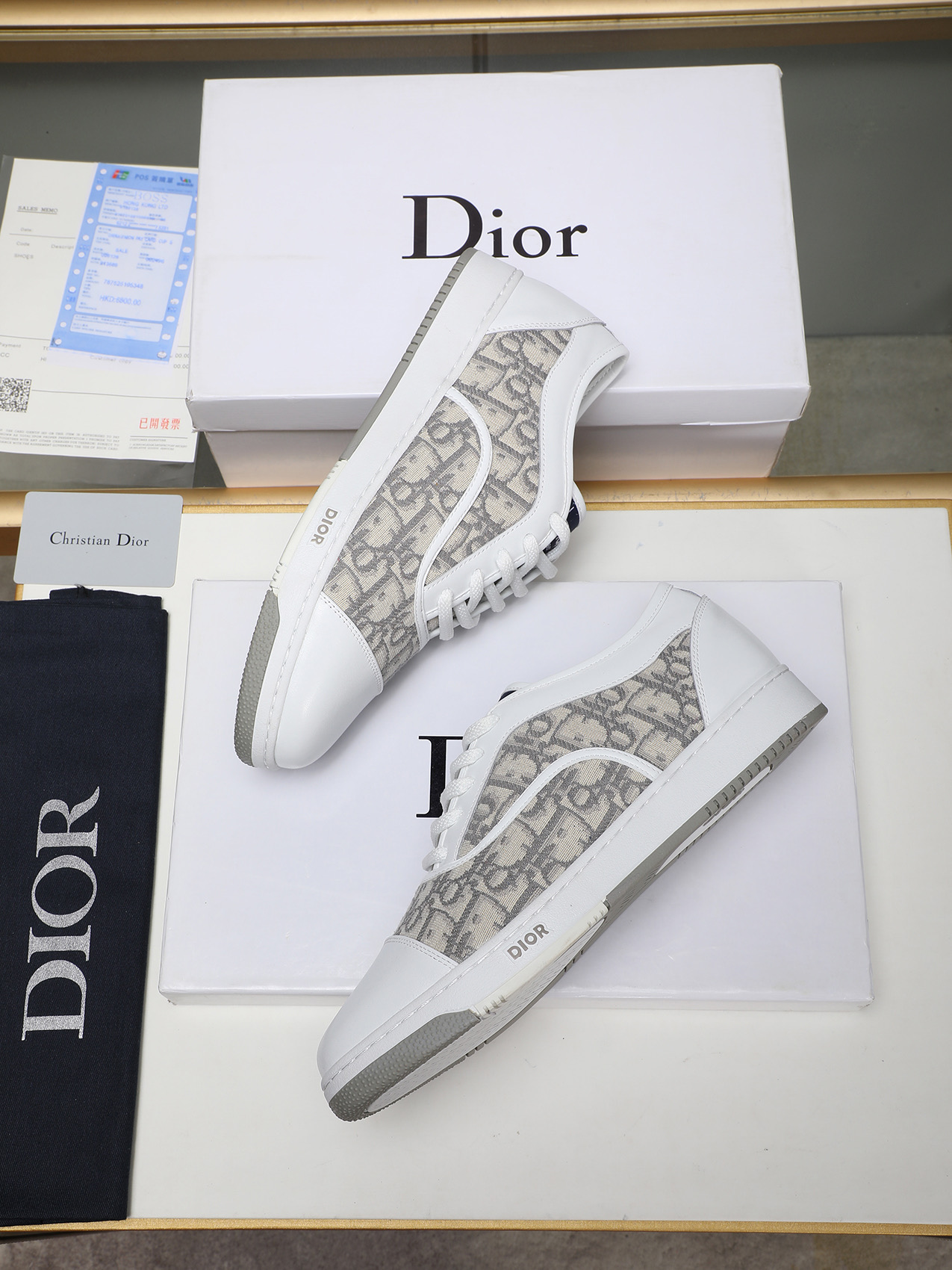 Dior Men's Casual Sneakers in White Leather and Oblique Canvas, Size 38-44 9 i1741683297475 6408 0 7