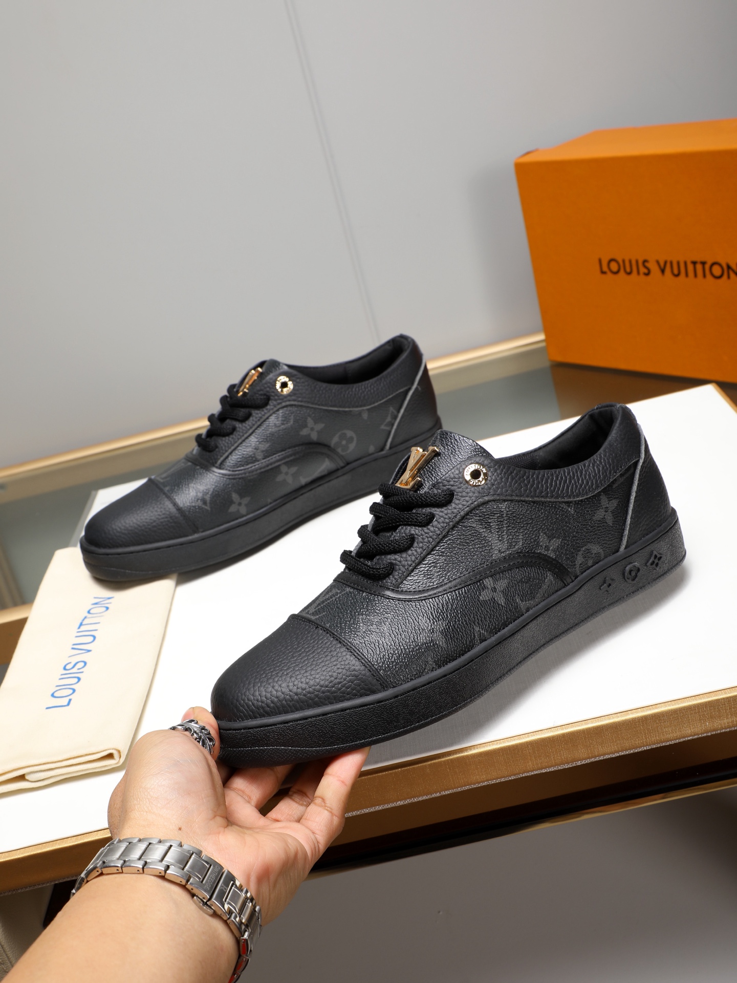 Louis Vuitton Monogram Leather Sneakers - Black, Sizes 38-44 3 i1741683433038 2466 0 1
