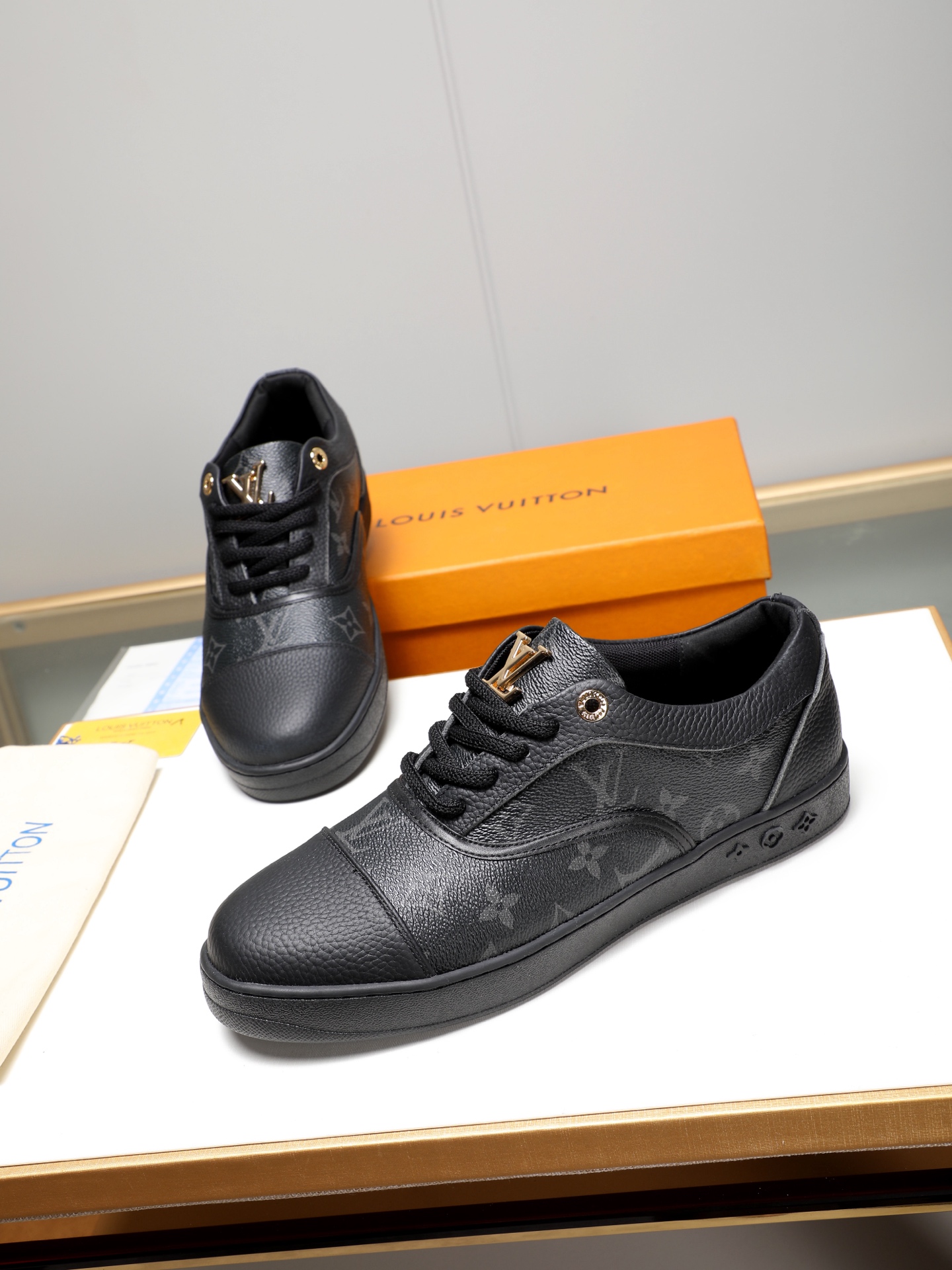 Louis Vuitton Monogram Leather Sneakers - Black, Sizes 38-44 9 i1741683434306 6780 0 7