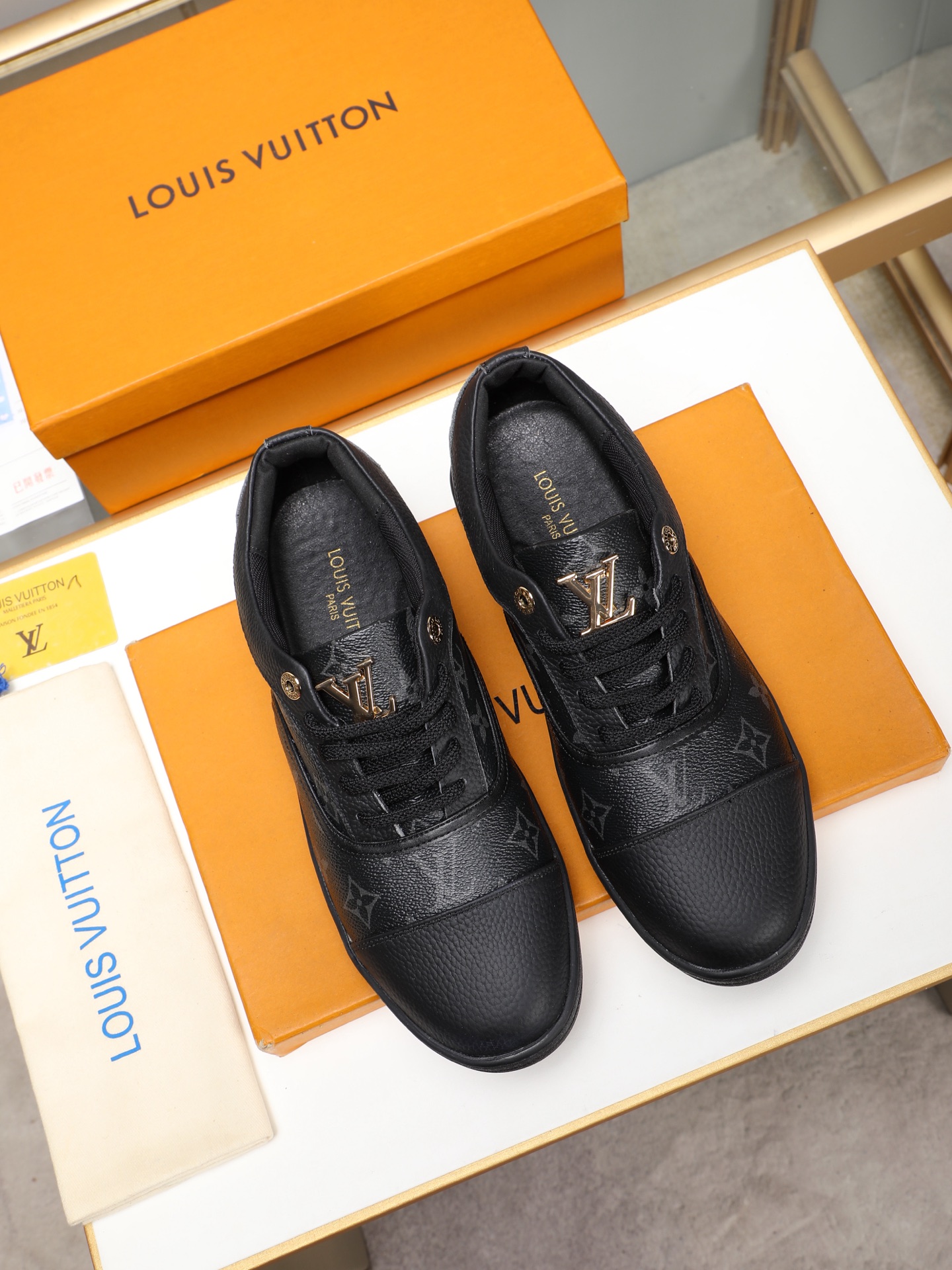 Louis Vuitton Monogram Leather Sneakers - Black, Sizes 38-44 8 i1741683434337 5383 0 6