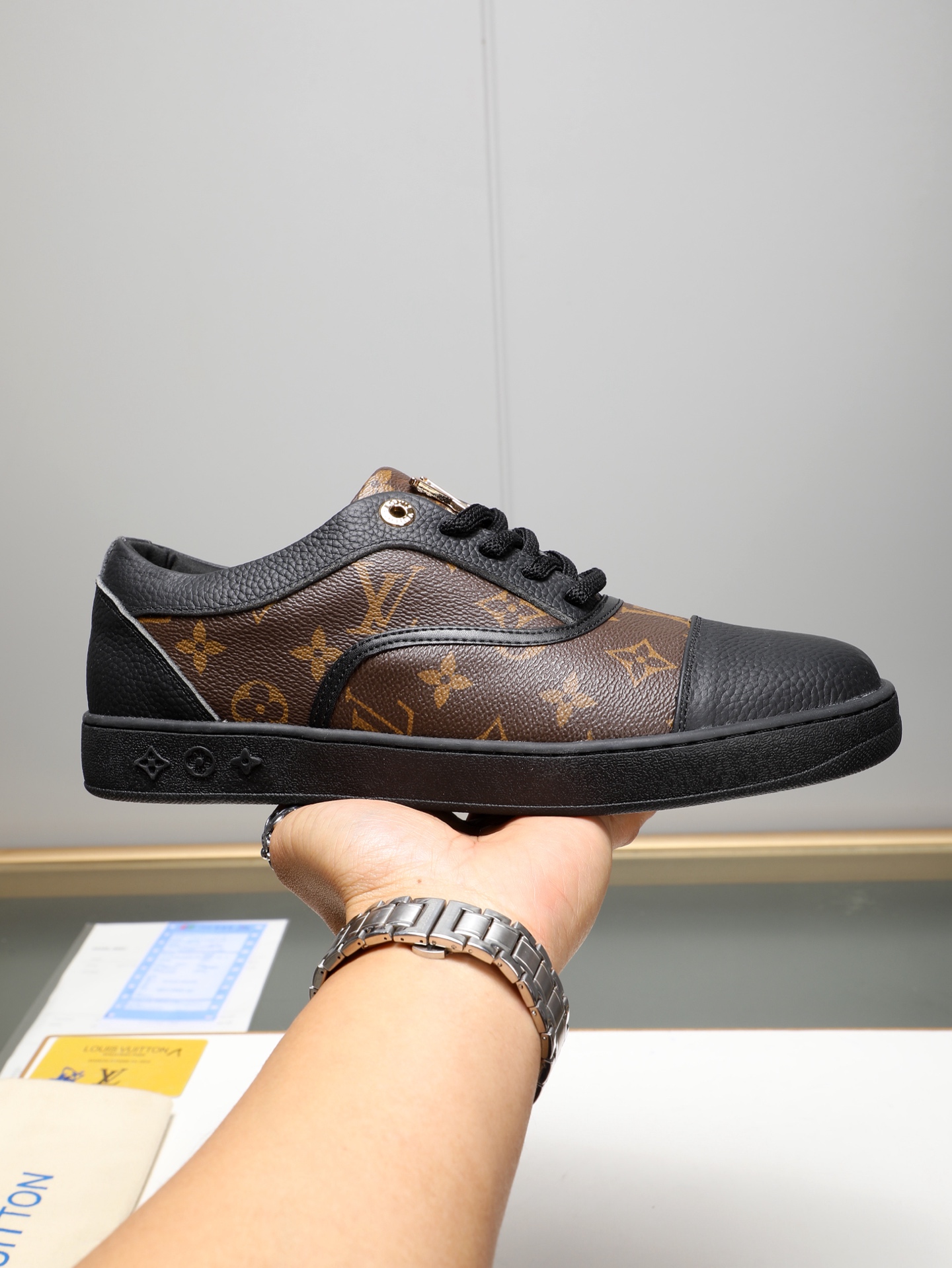 Louis Vuitton Brown Monogram Leather Casual Shoes Sneakers Size 38-44