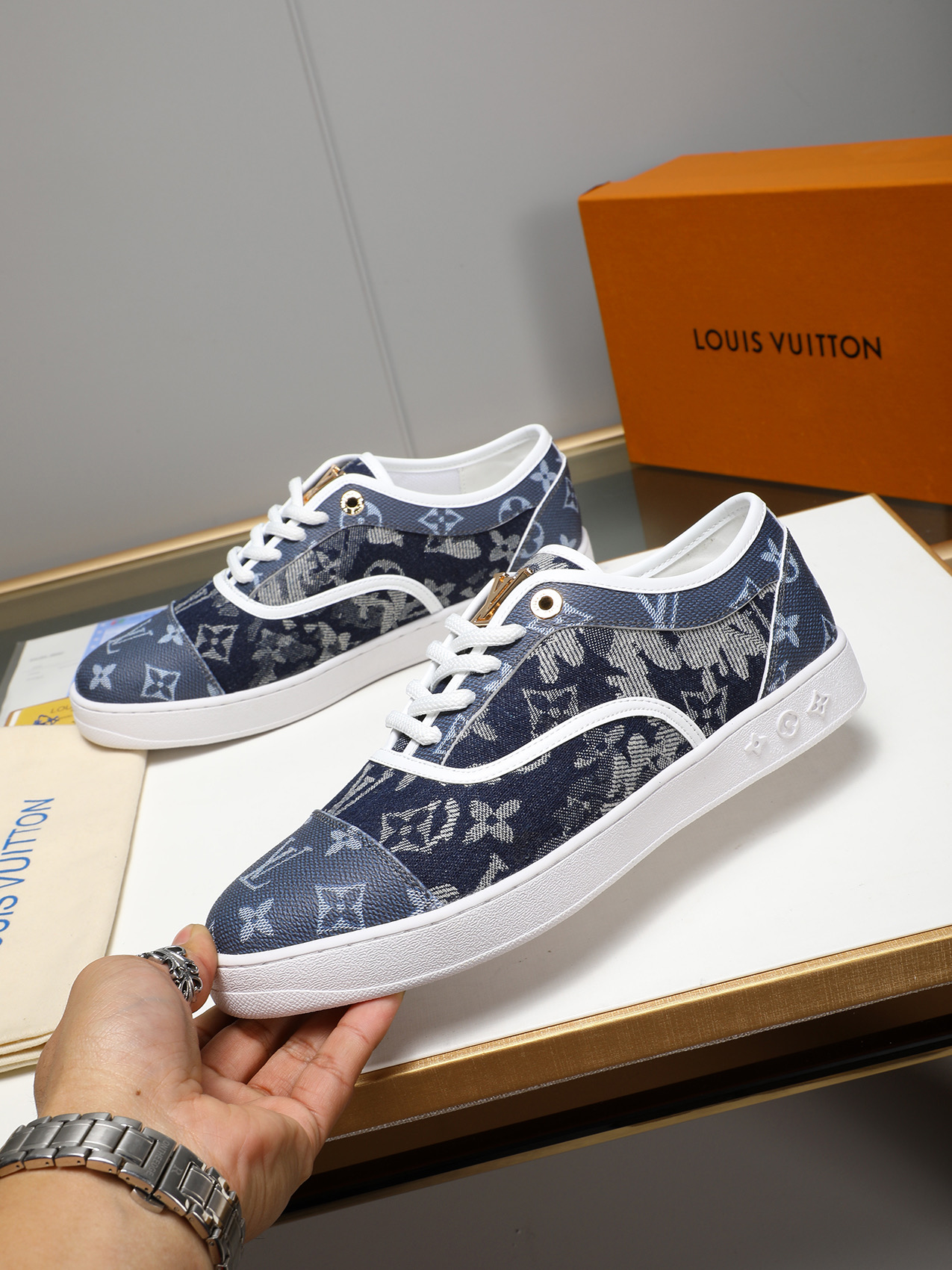 Louis Vuitton Denim Monogram Sneakers: Casual Style, Durable Rubber Sole 3 i1741683515081 8226 0 1